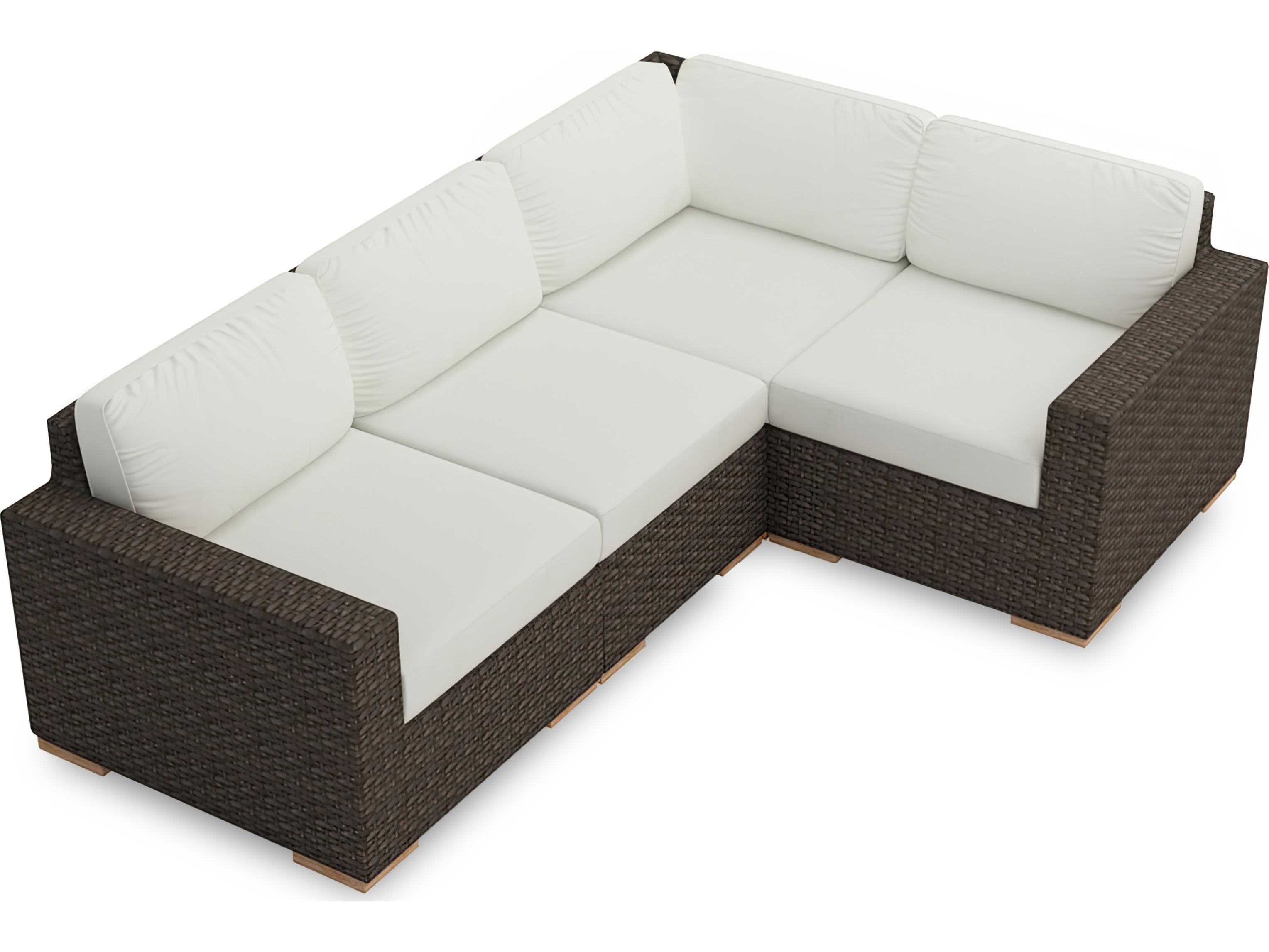 Harmonia Living Arden HDPE Wicker 4 Piece Sectional Outdoor Patio Lounge Set