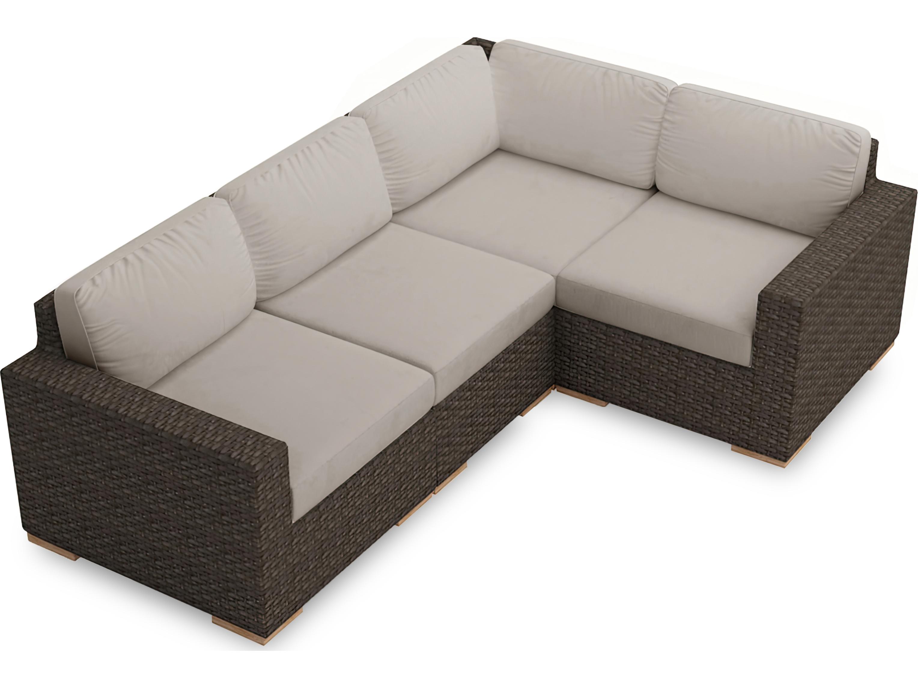 Harmonia Living Arden HDPE Wicker 4 Piece Sectional Outdoor Patio Lounge Set