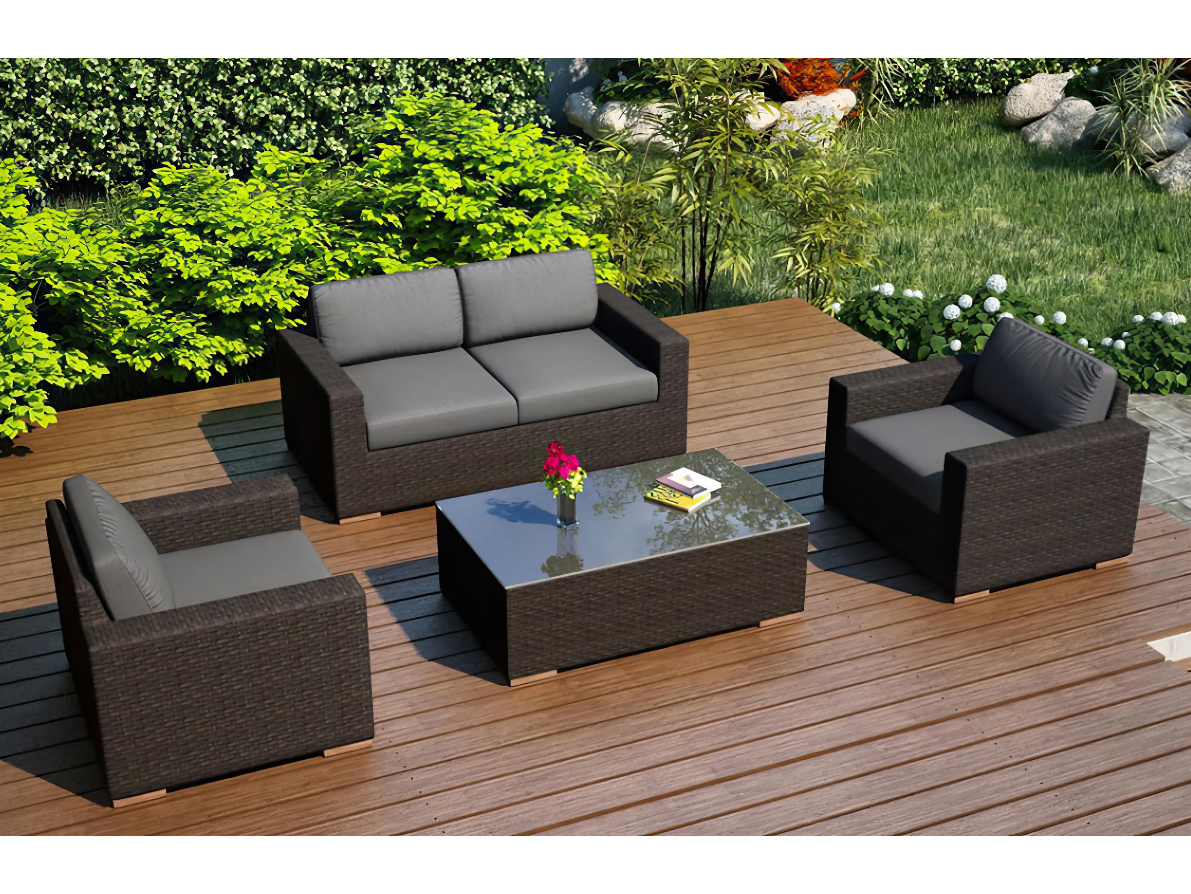 Harmonia Living Arden Wicker 4 Piece Sofa Patio Lounge Set
