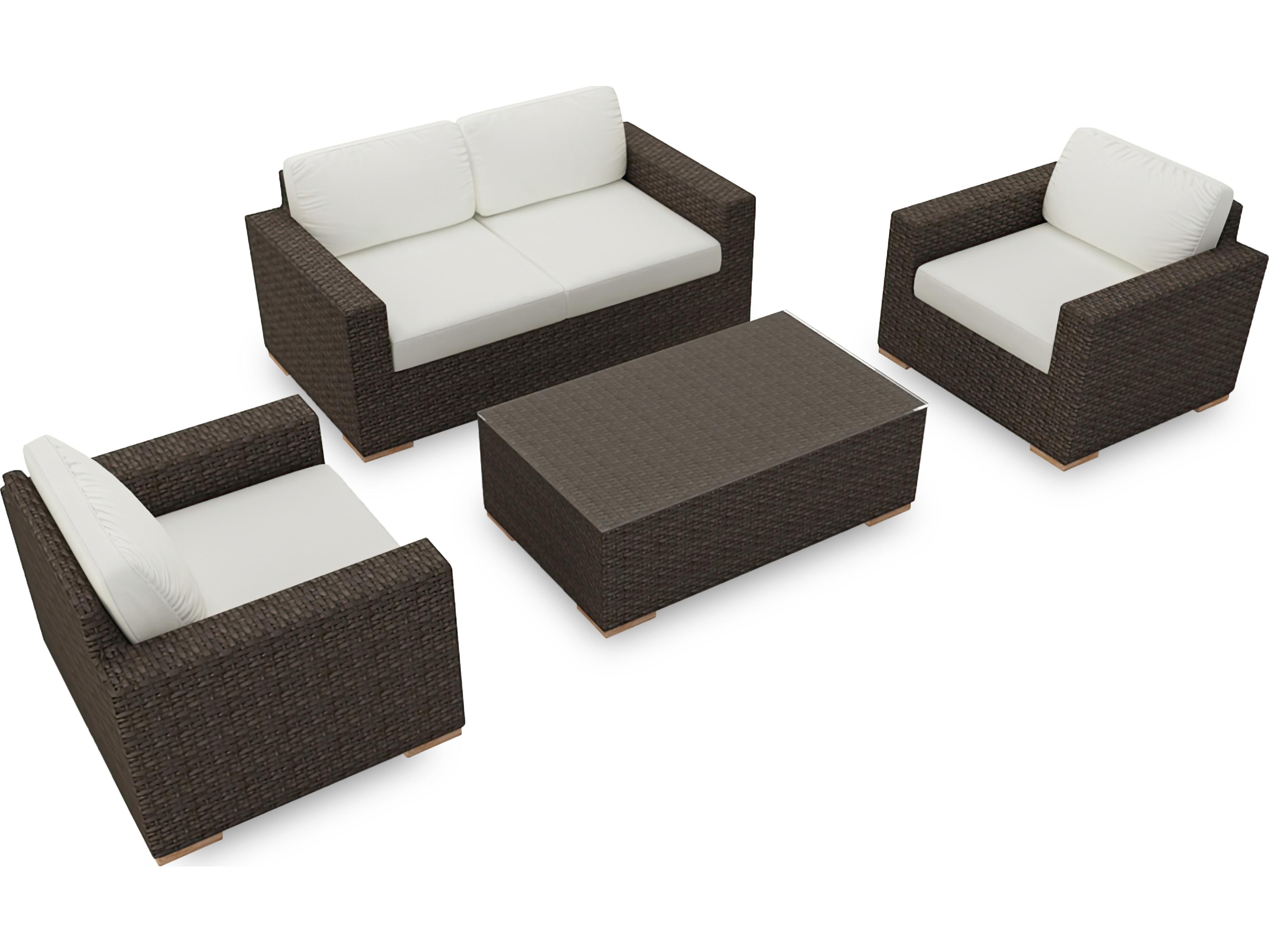 Harmonia Living Arden Wicker 4 Piece Sofa Patio Lounge Set