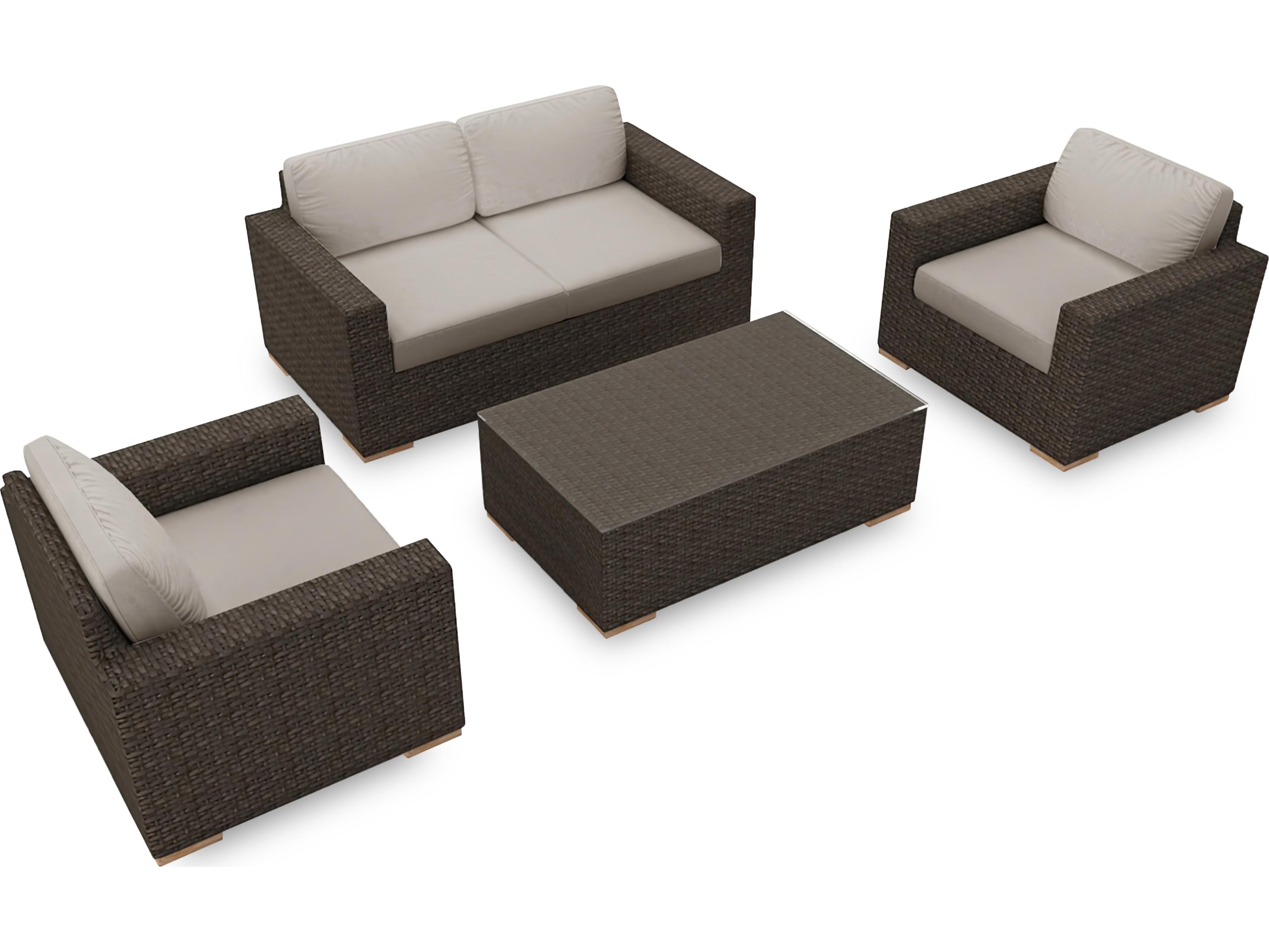 Harmonia Living Arden Wicker 4 Piece Sofa Patio Lounge Set