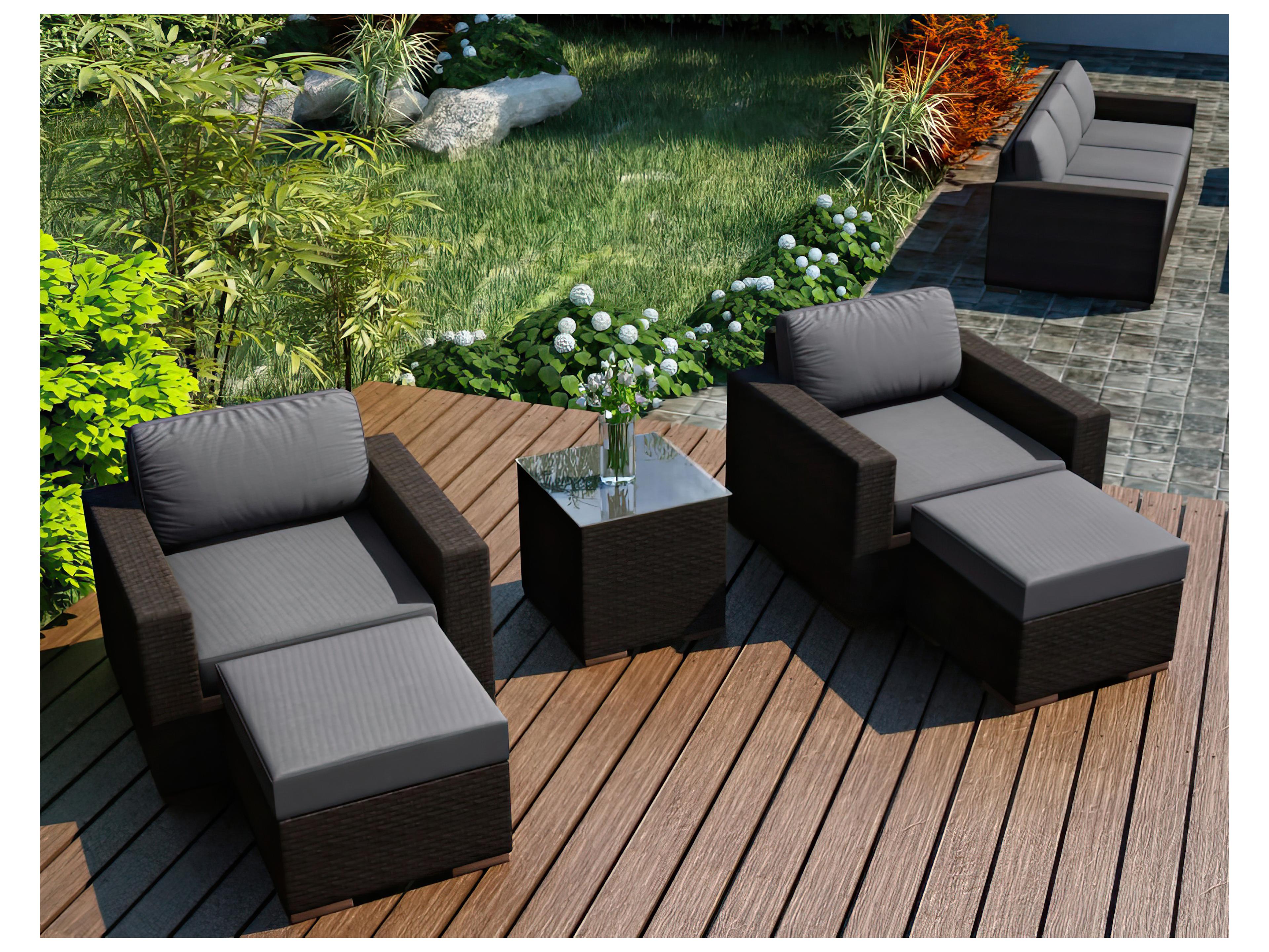 Harmonia Living Arden Wicker 5 Piece Outdoor Lounge Set