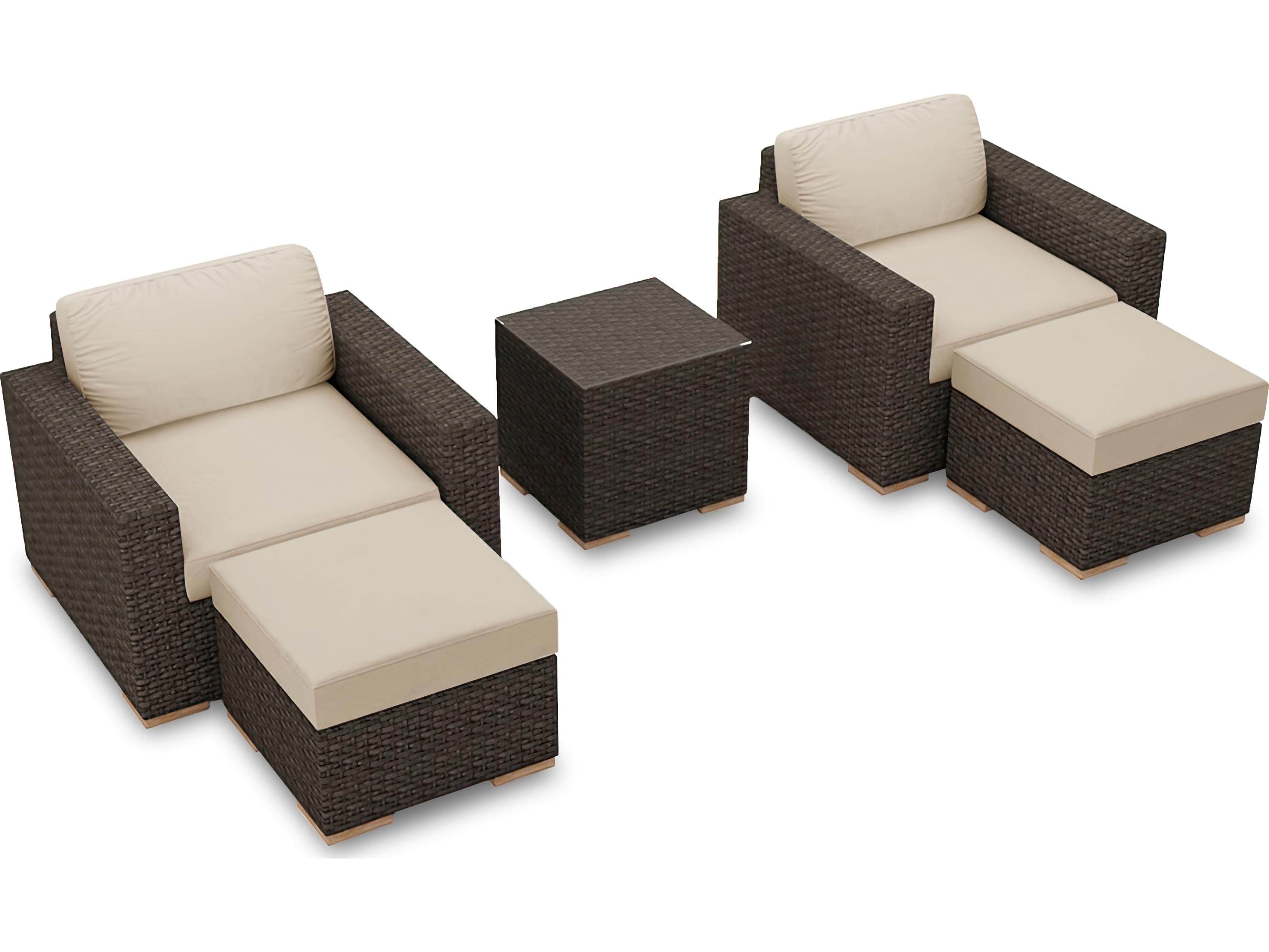 Harmonia Living Arden Wicker 5 Piece Outdoor Lounge Set