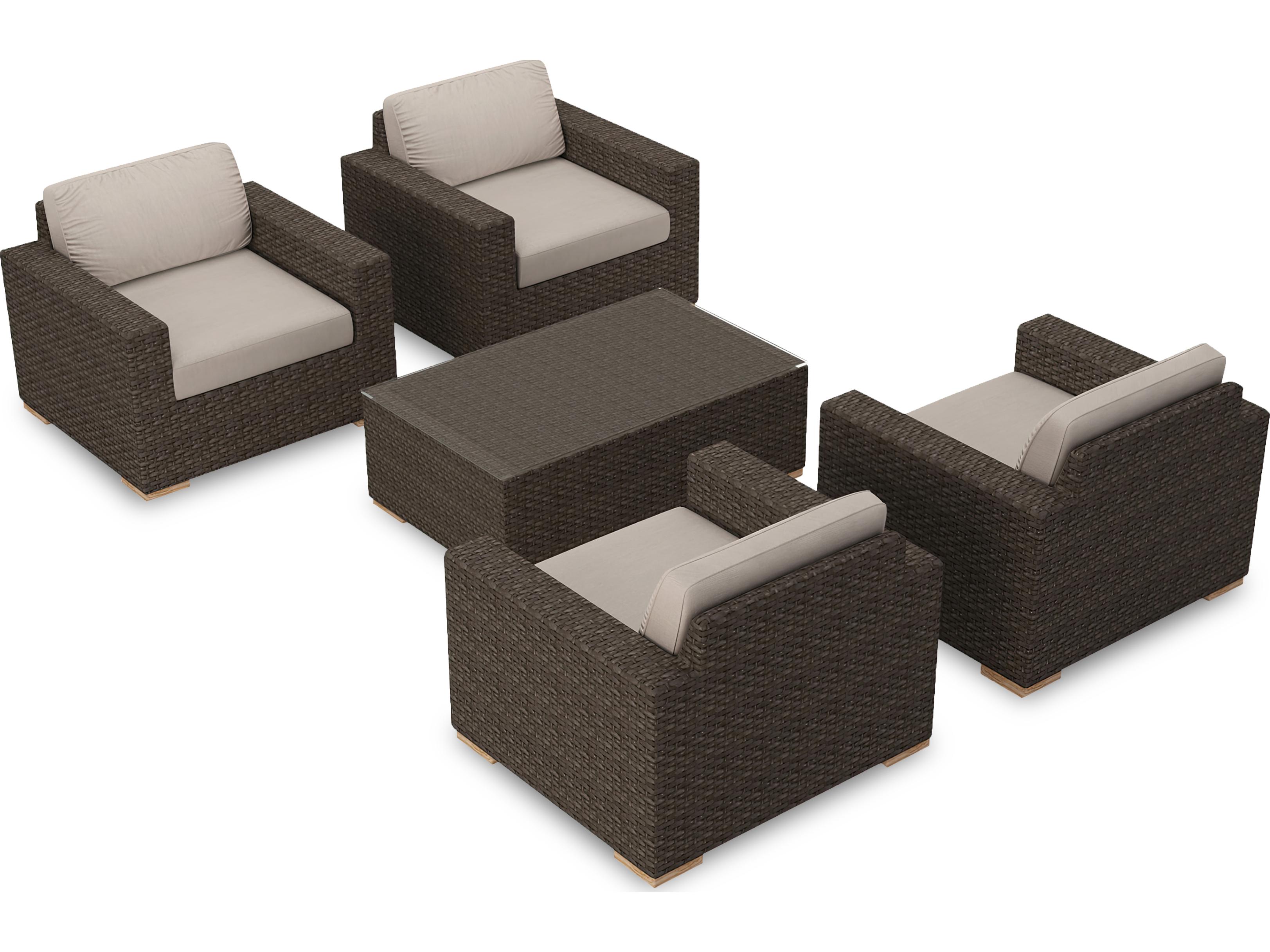 Harmonia Living Arden Wicker 5 Piece Outdoor Patio Lounge Set