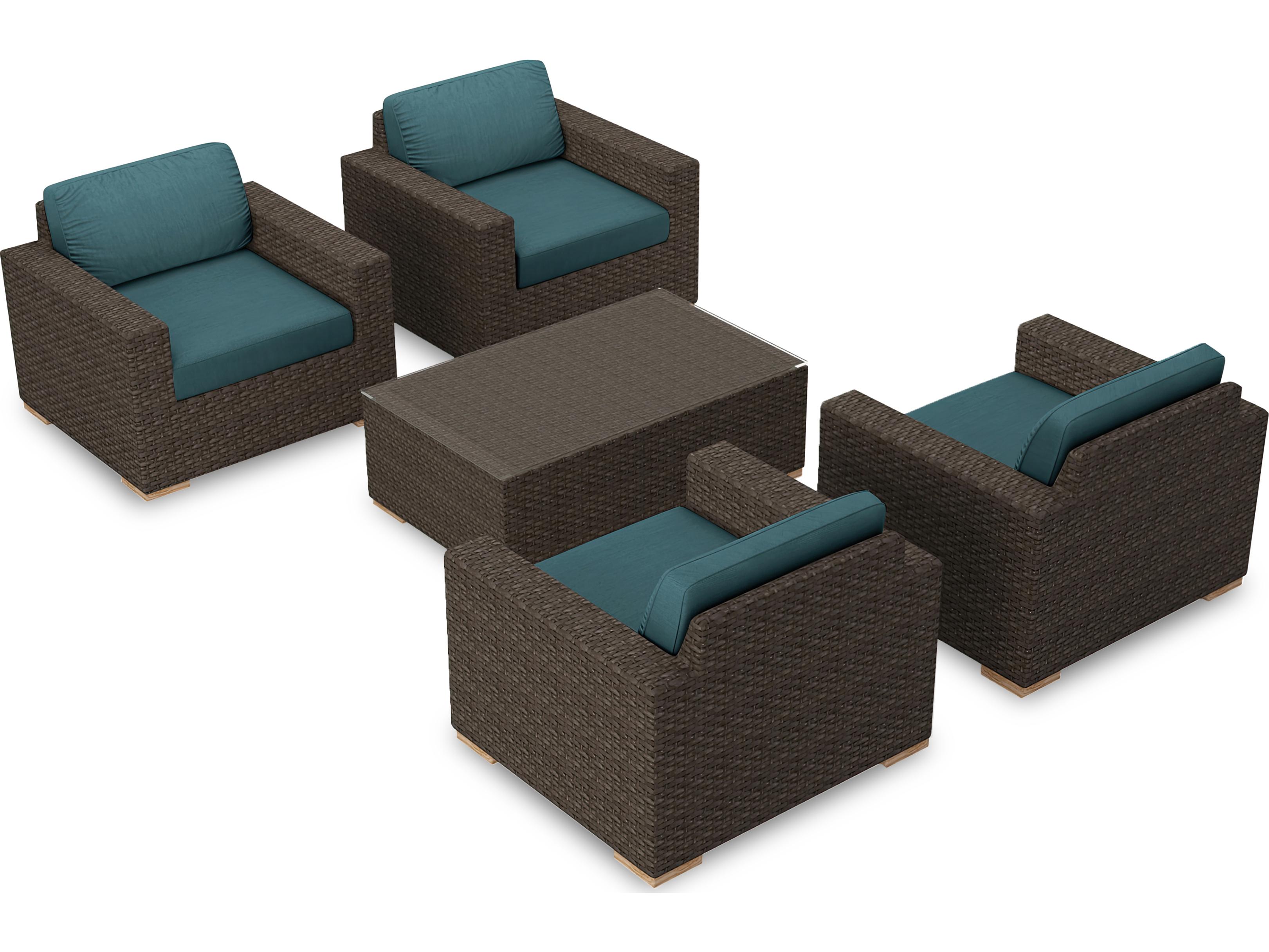 Harmonia Living Arden Wicker 5 Piece Outdoor Patio Lounge Set