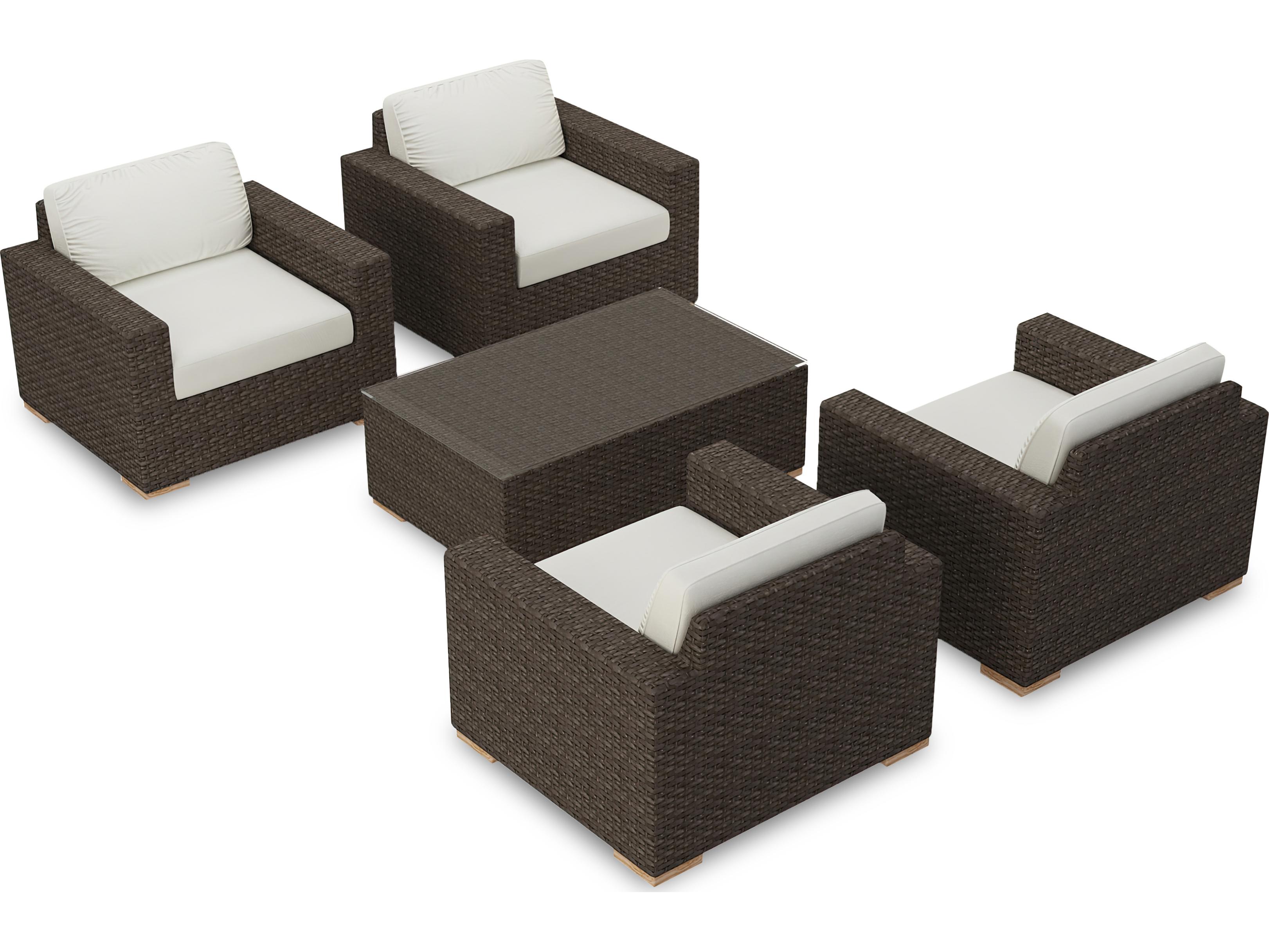 Harmonia Living Arden Wicker 5 Piece Outdoor Patio Lounge Set