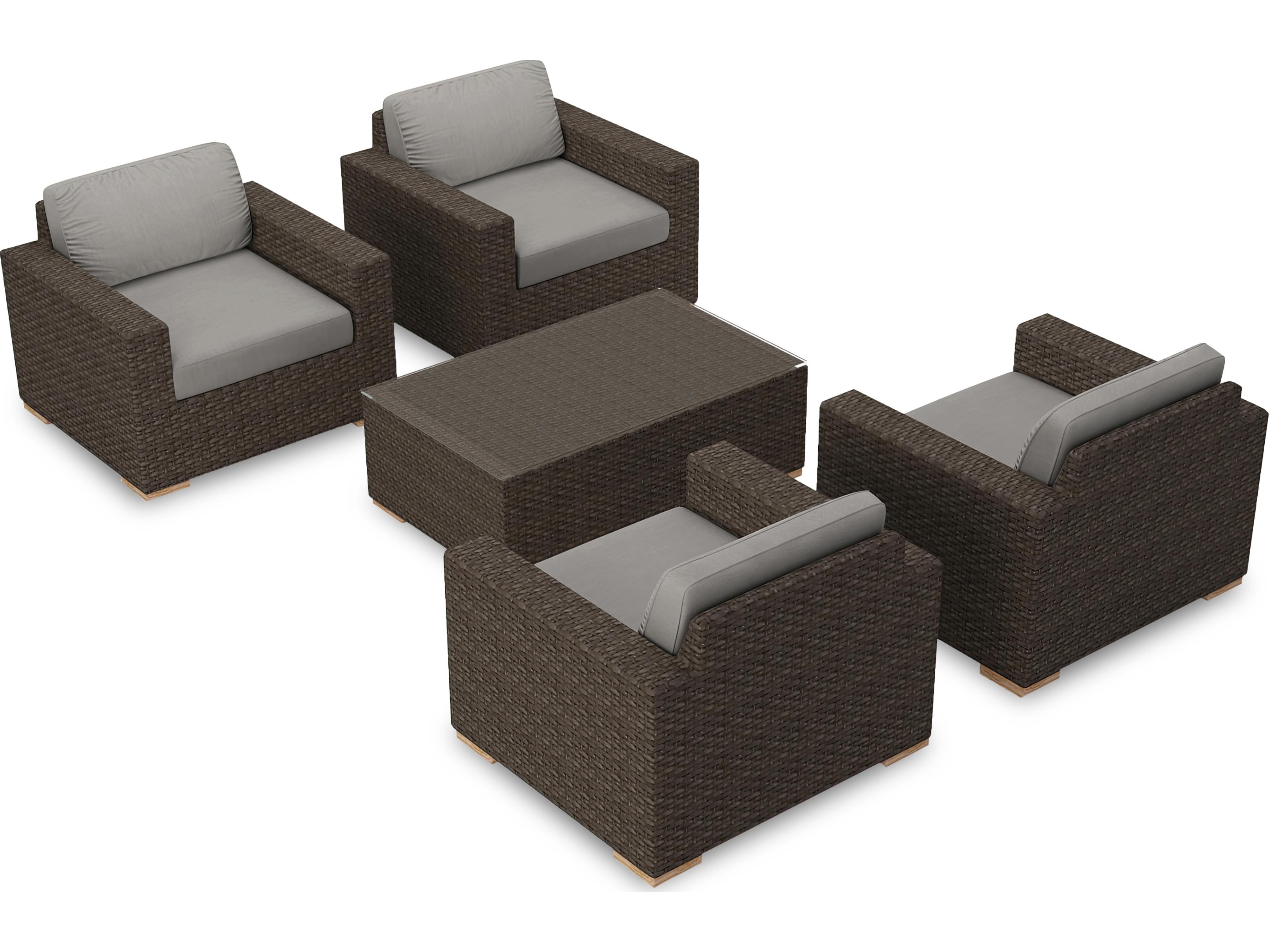Harmonia Living Arden Wicker 5 Piece Outdoor Patio Lounge Set