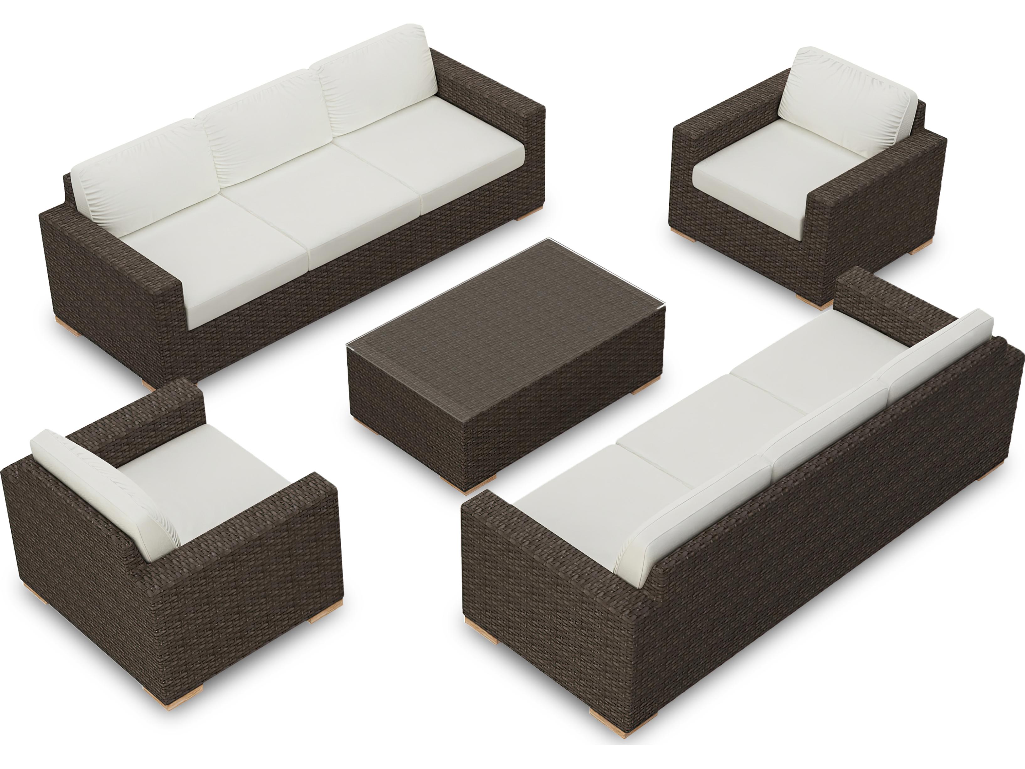 Harmonia Living Arden HDPE Wicker 5 Piece Double Sofa Outdoor Lounge Set