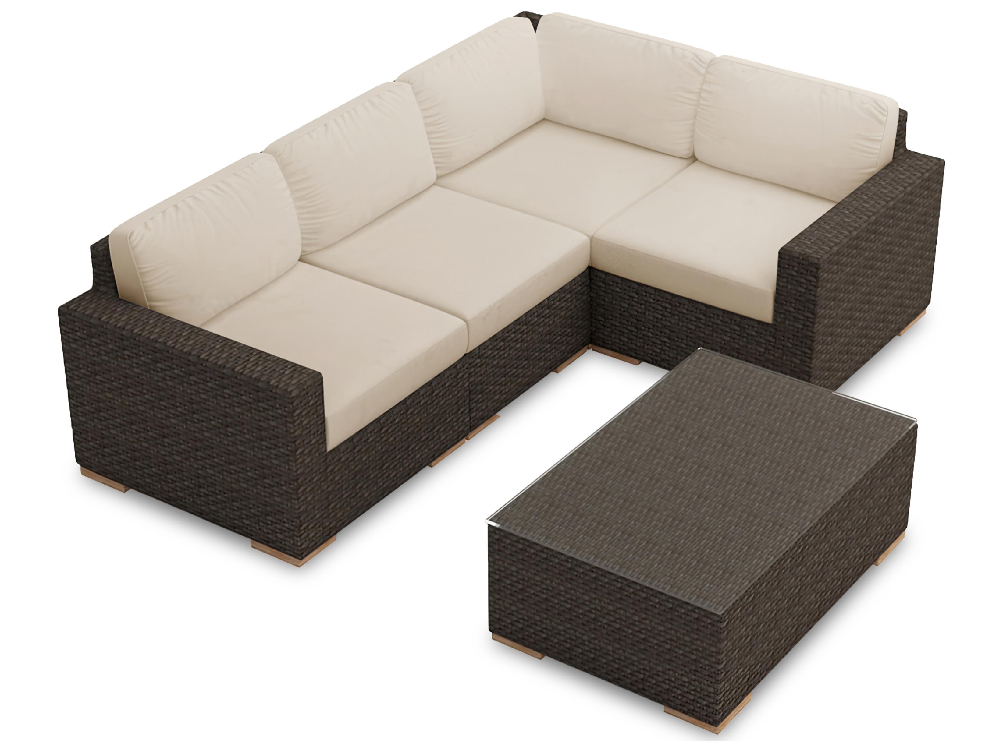 Harmonia Living Arden Wicker 5 Piece Sectional Outdoor Patio Lounge Set