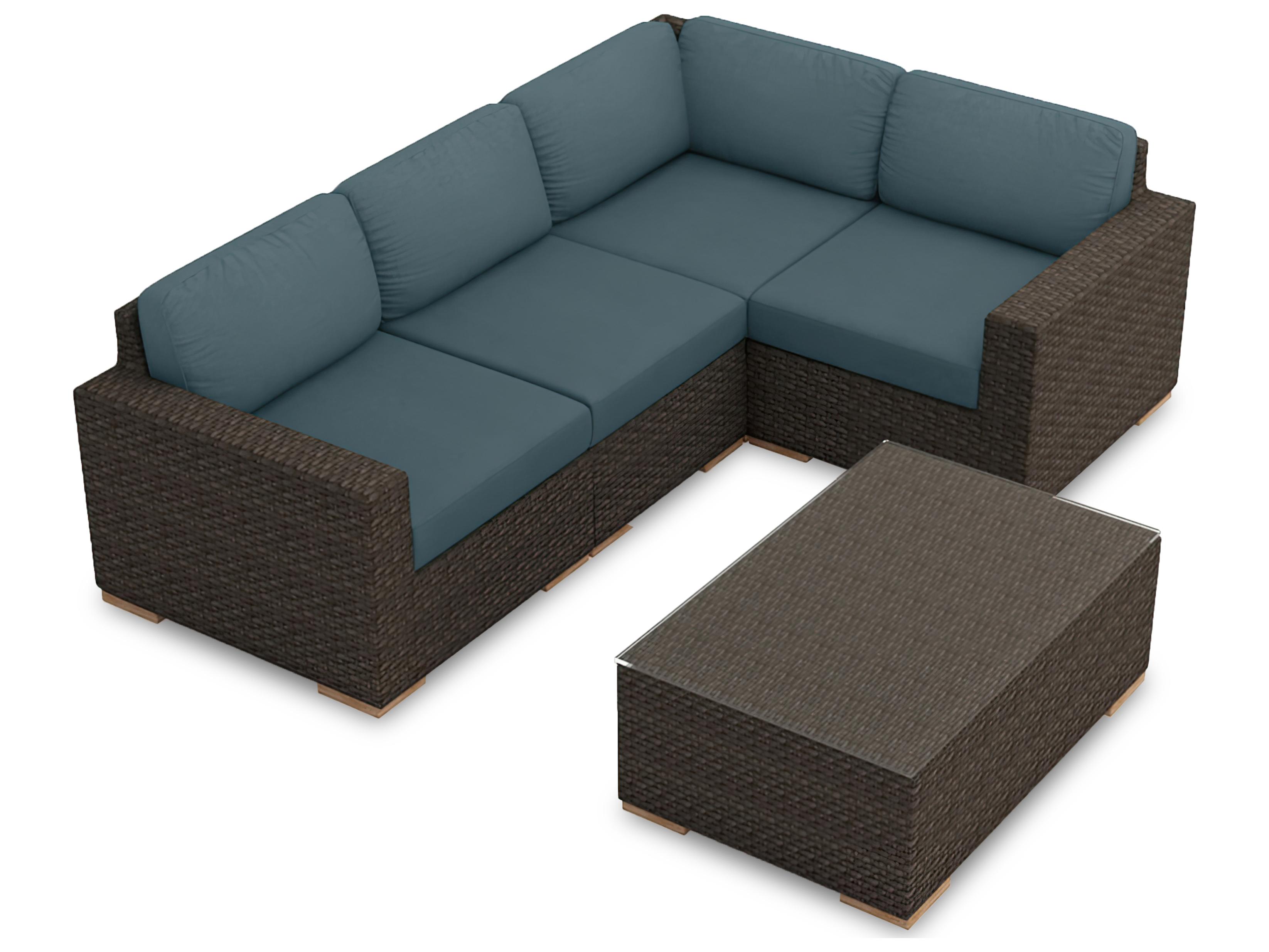 Harmonia Living Arden Wicker 5 Piece Sectional Outdoor Patio Lounge Set