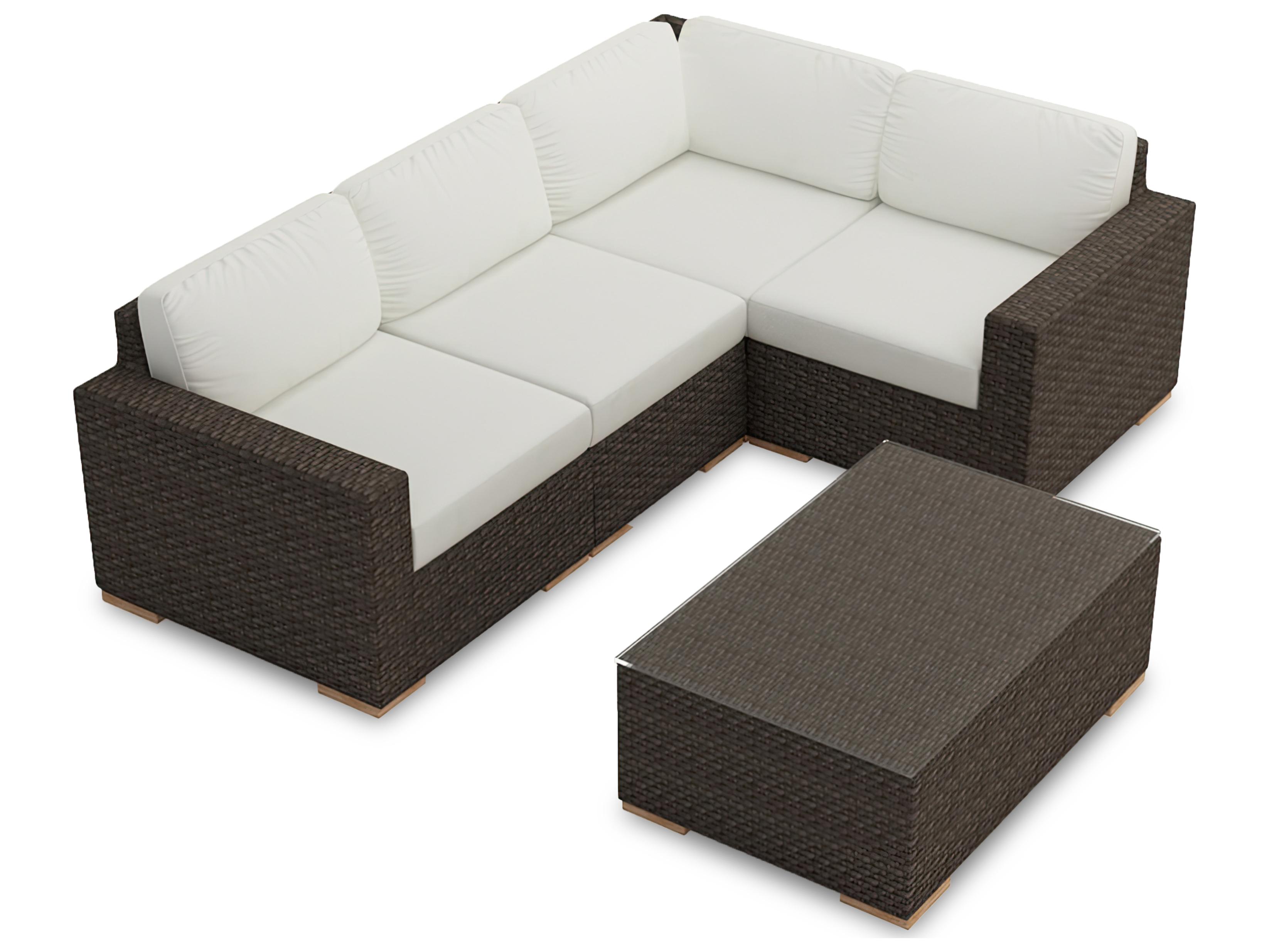 Harmonia Living Arden Wicker 5 Piece Sectional Outdoor Patio Lounge Set