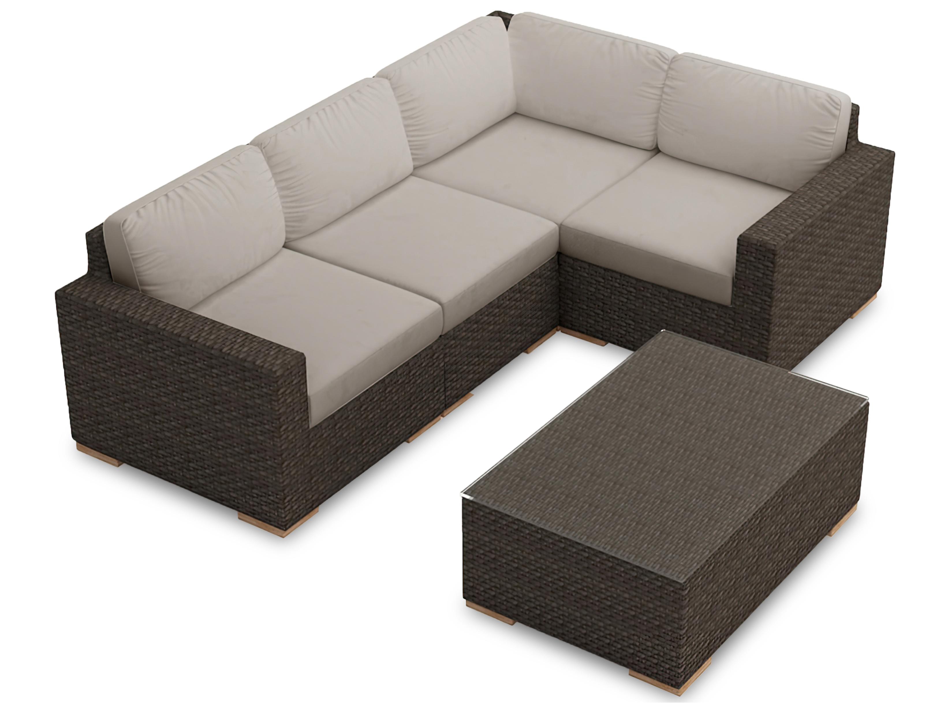 Harmonia Living Arden Wicker 5 Piece Sectional Outdoor Patio Lounge Set