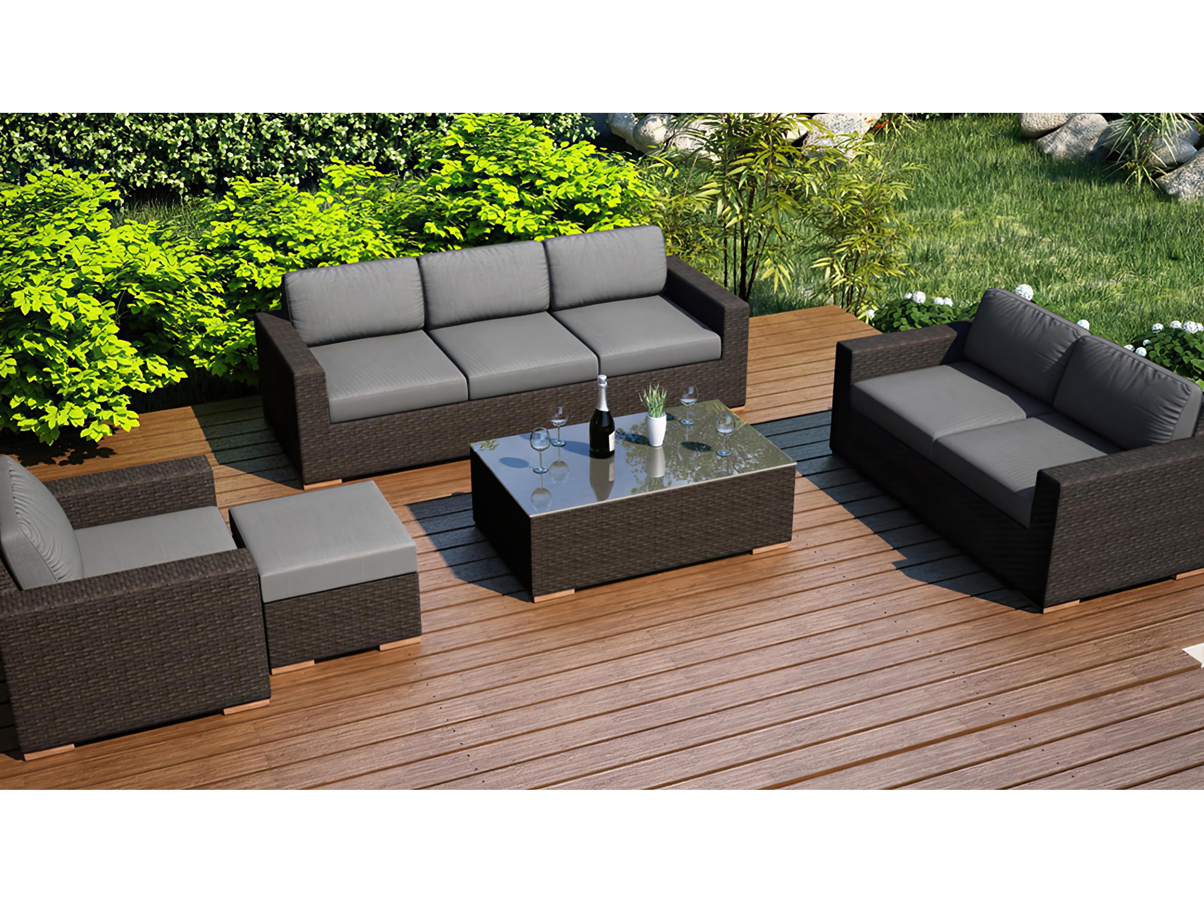 Harmonia Living Arden Wicker 5 Piece Sofa Patio Lounge Set