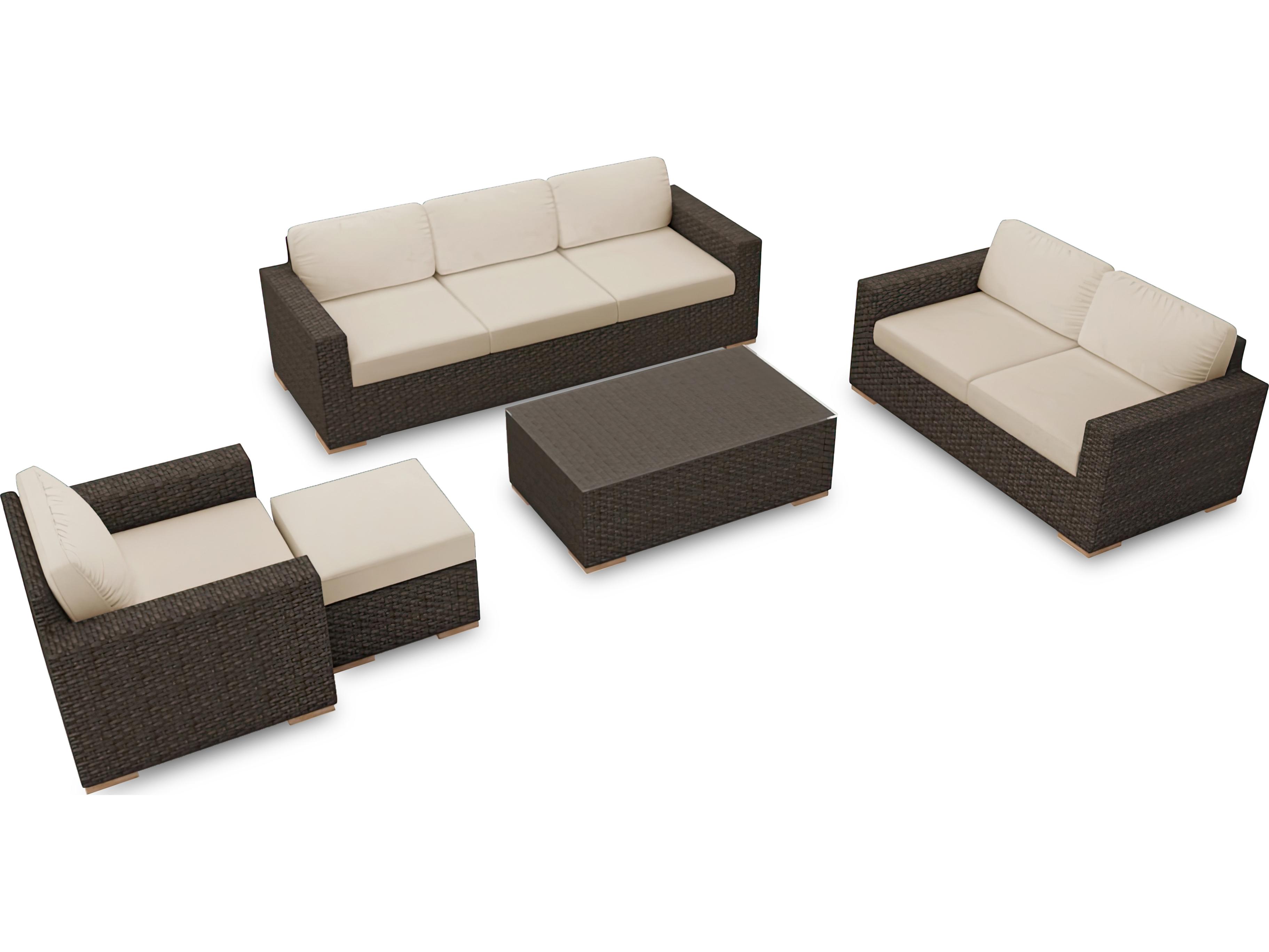 Harmonia Living Arden Wicker 5 Piece Sofa Patio Lounge Set