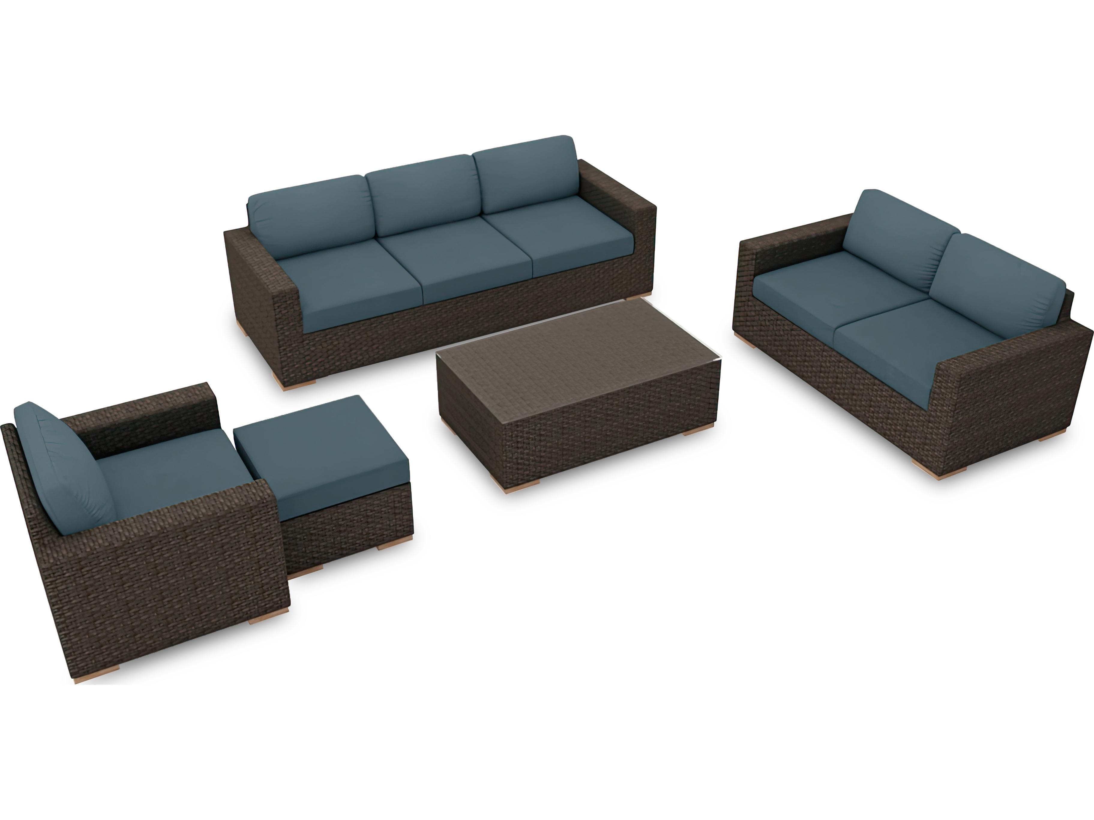Harmonia Living Arden Wicker 5 Piece Sofa Patio Lounge Set