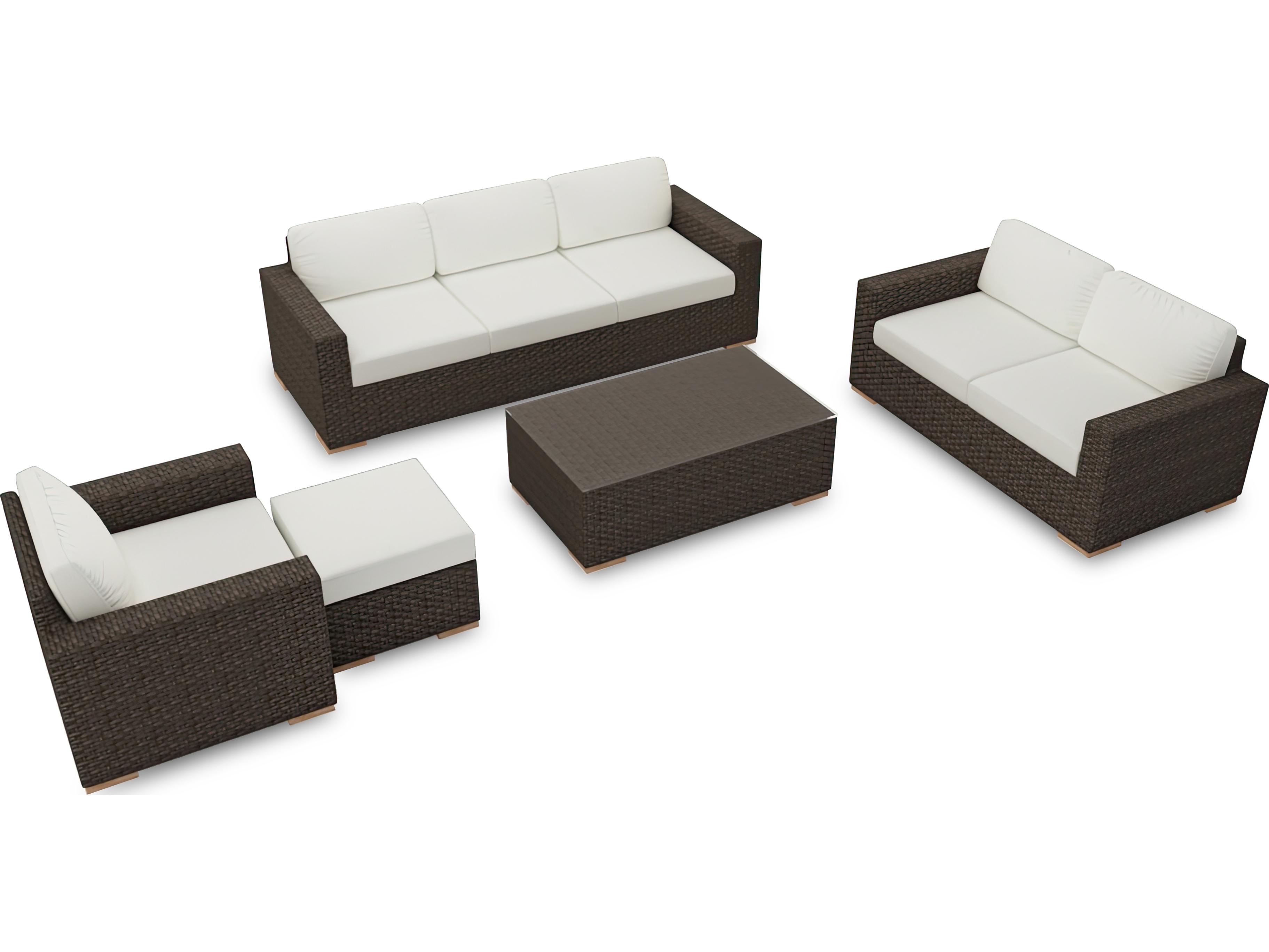 Harmonia Living Arden Wicker 5 Piece Sofa Patio Lounge Set