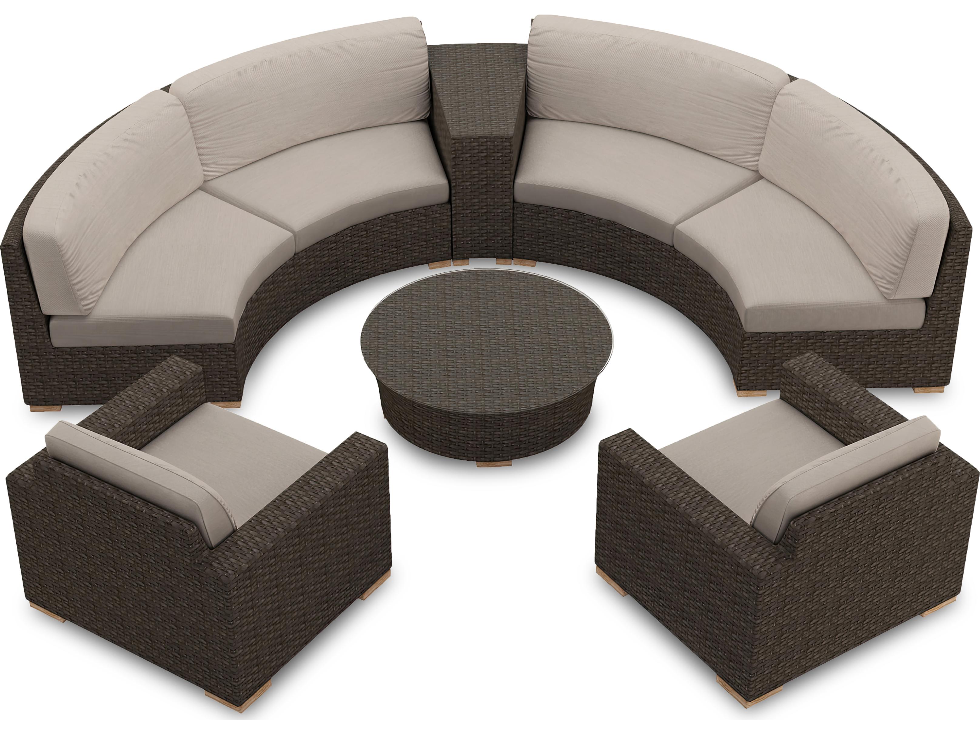Harmonia Living Arden Wicker 6 Piece Curve Sectional Outdoor Lounge Set