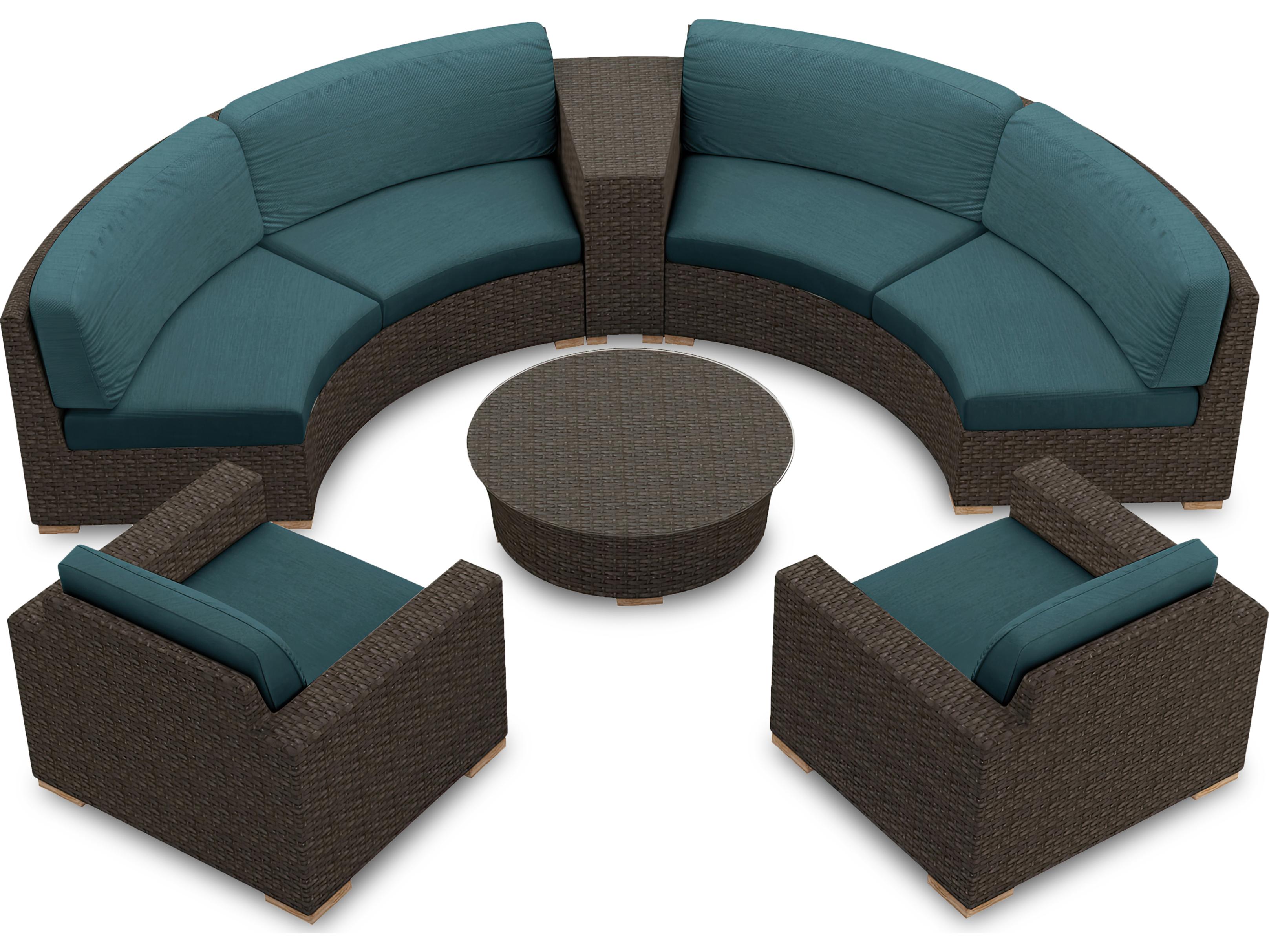 Harmonia Living Arden Wicker 6 Piece Curve Sectional Outdoor Lounge Set