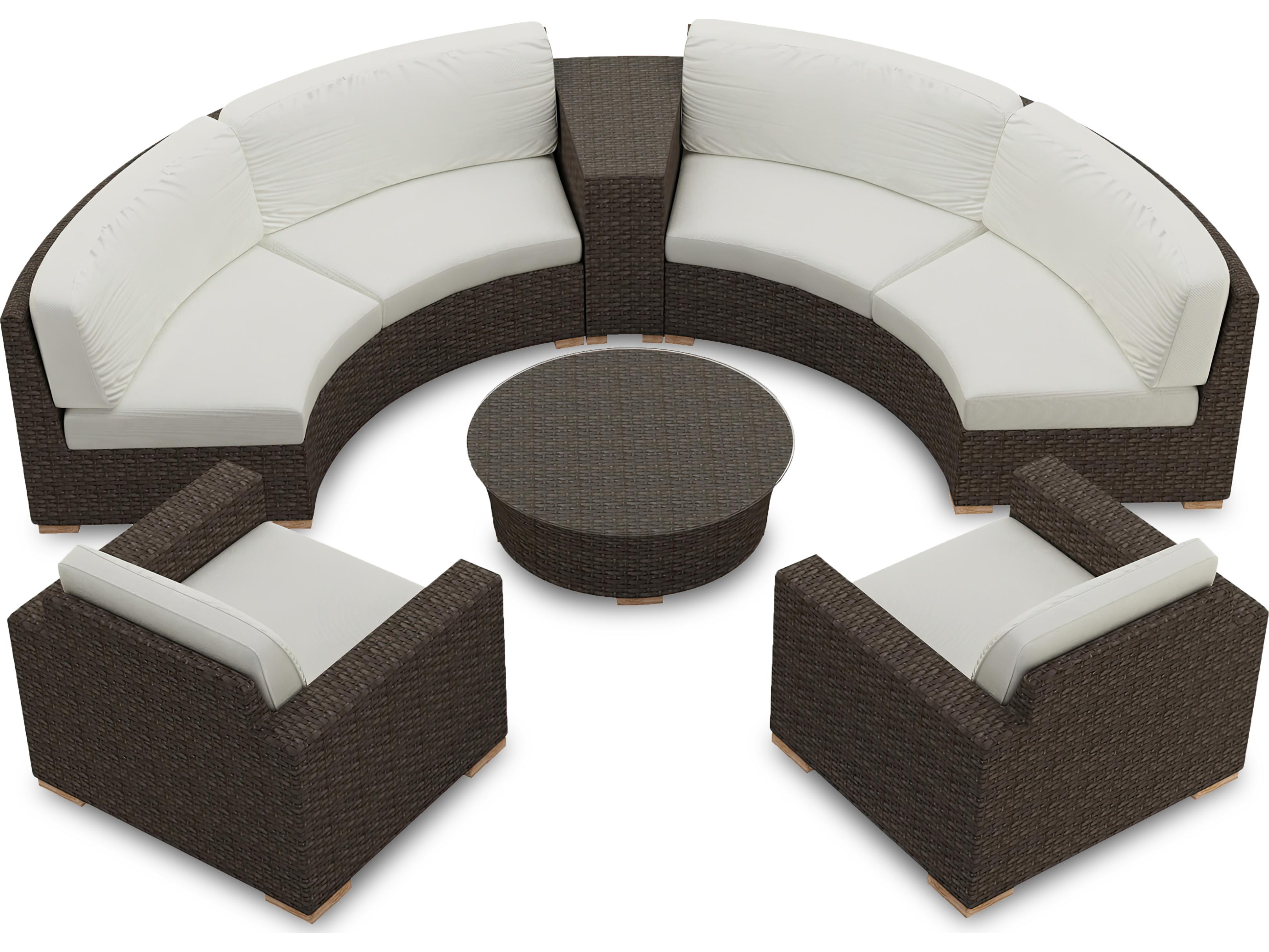 Harmonia Living Arden Wicker 6 Piece Curve Sectional Outdoor Lounge Set