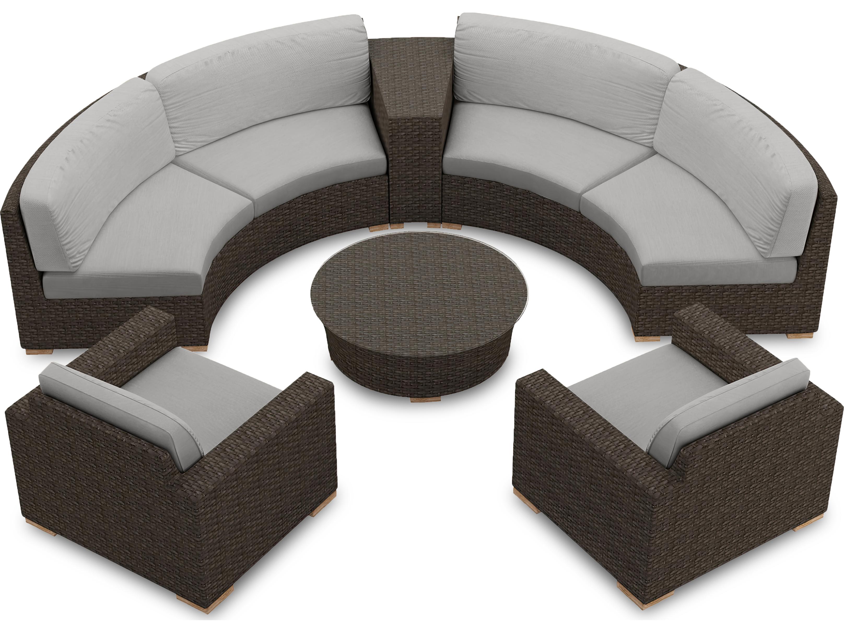 Harmonia Living Arden Wicker 6 Piece Curve Sectional Outdoor Lounge Set