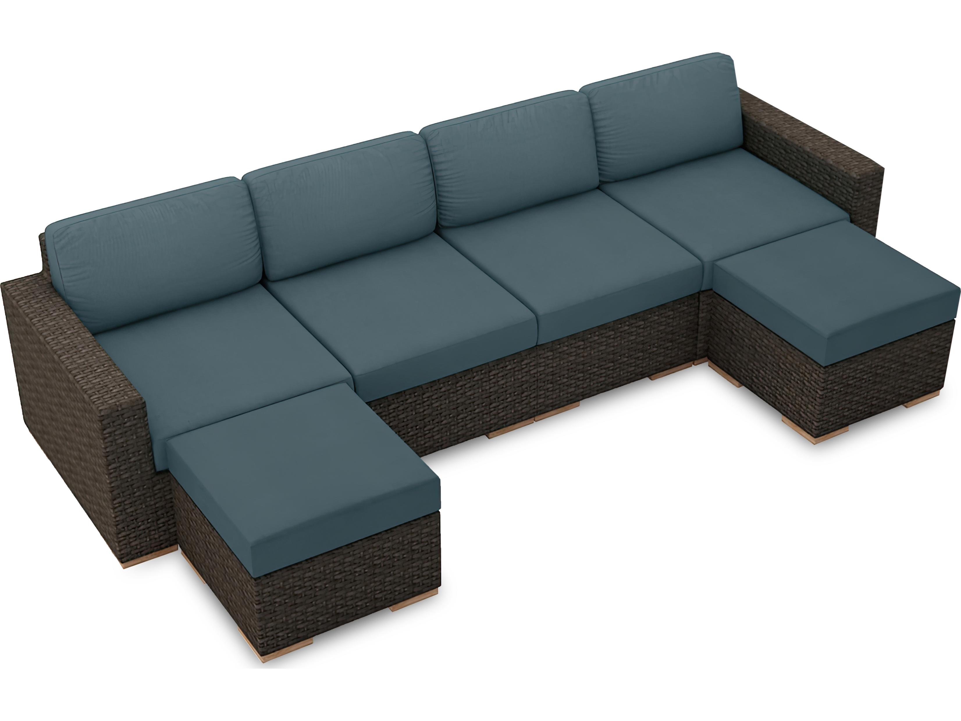 Harmonia Living Arden Wicker 6 Piece Sectional Outdoor Patio Lounge Set