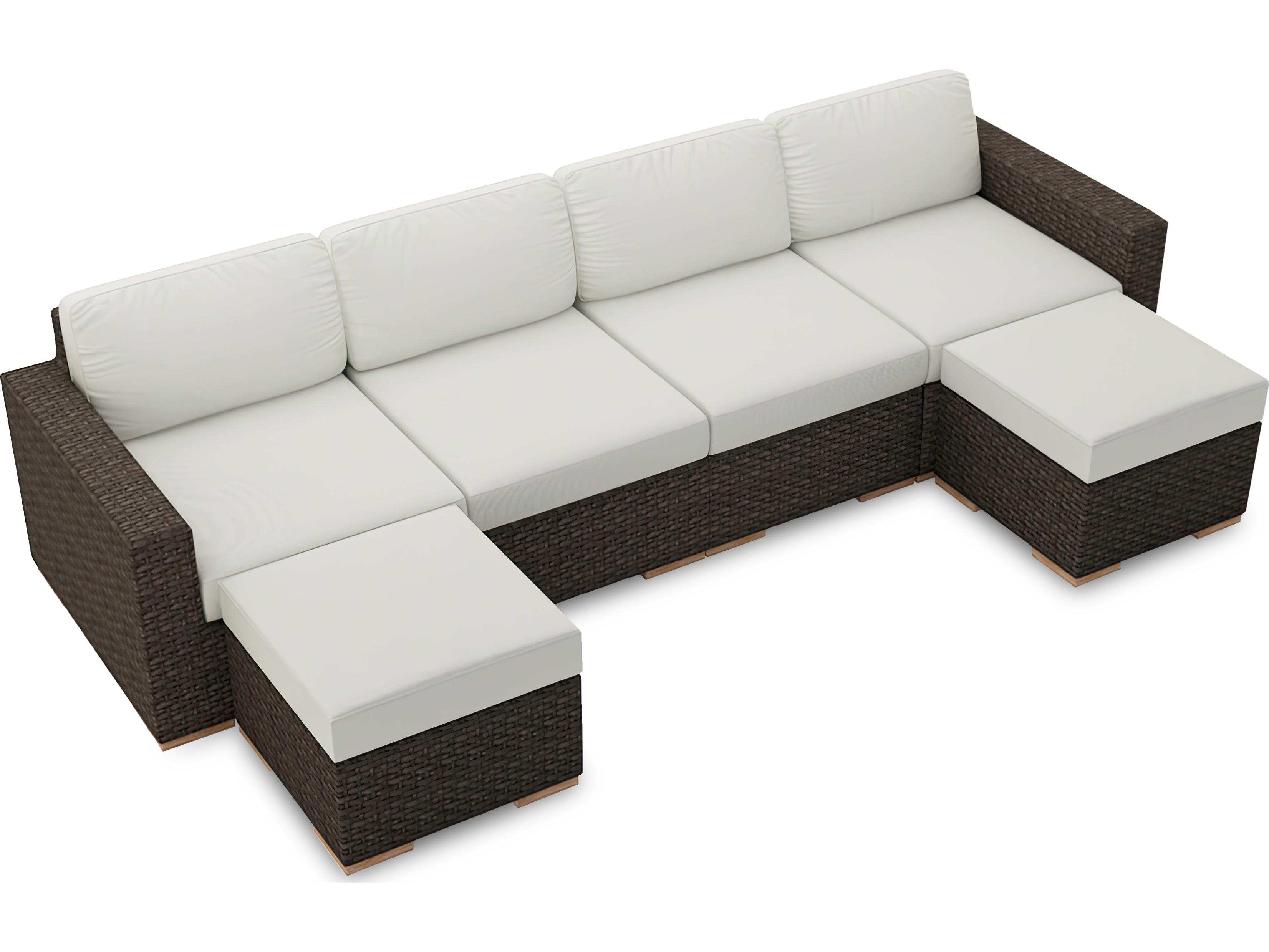 Harmonia Living Arden Wicker 6 Piece Sectional Outdoor Patio Lounge Set