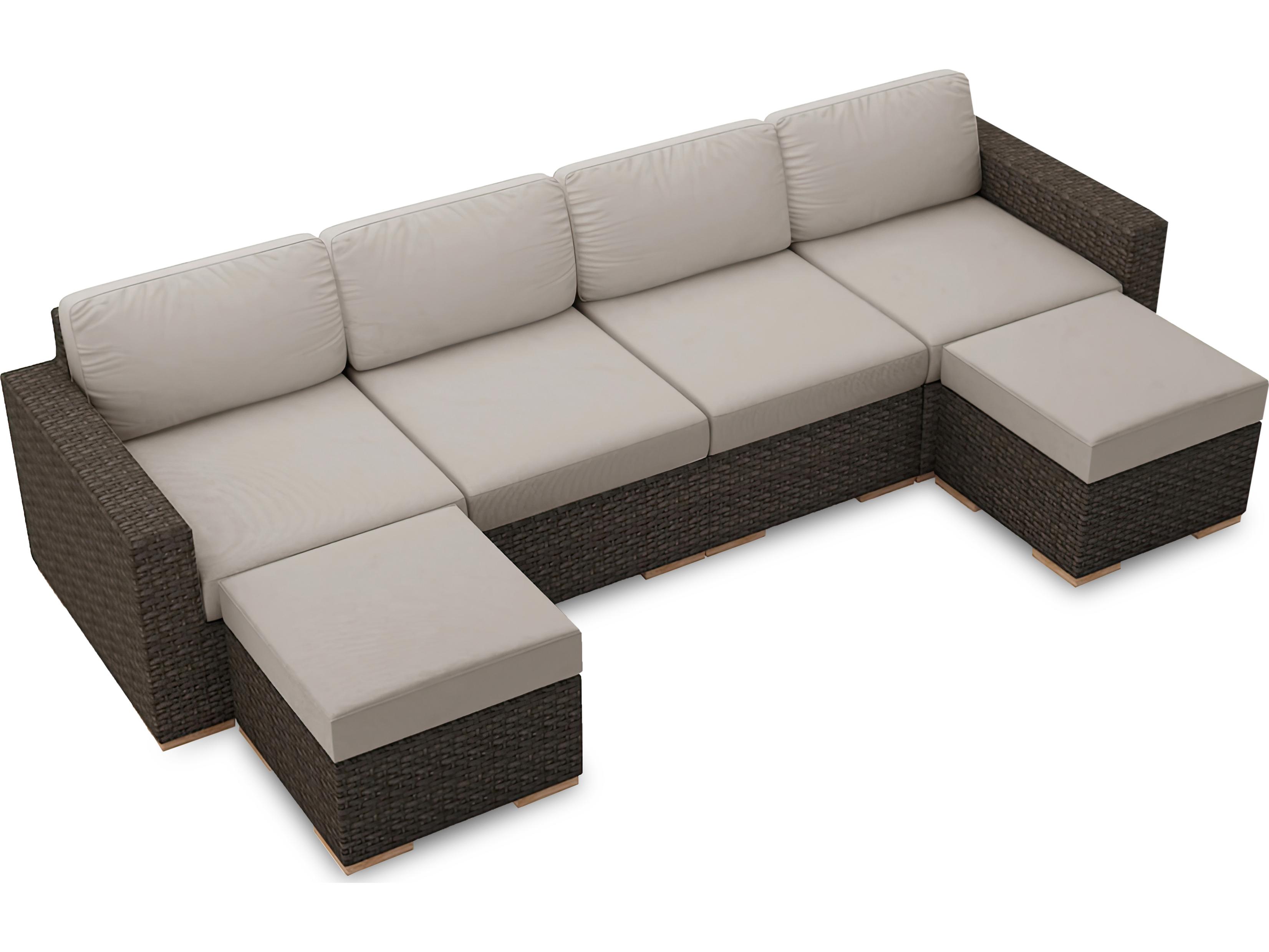 Harmonia Living Arden Wicker 6 Piece Sectional Outdoor Patio Lounge Set