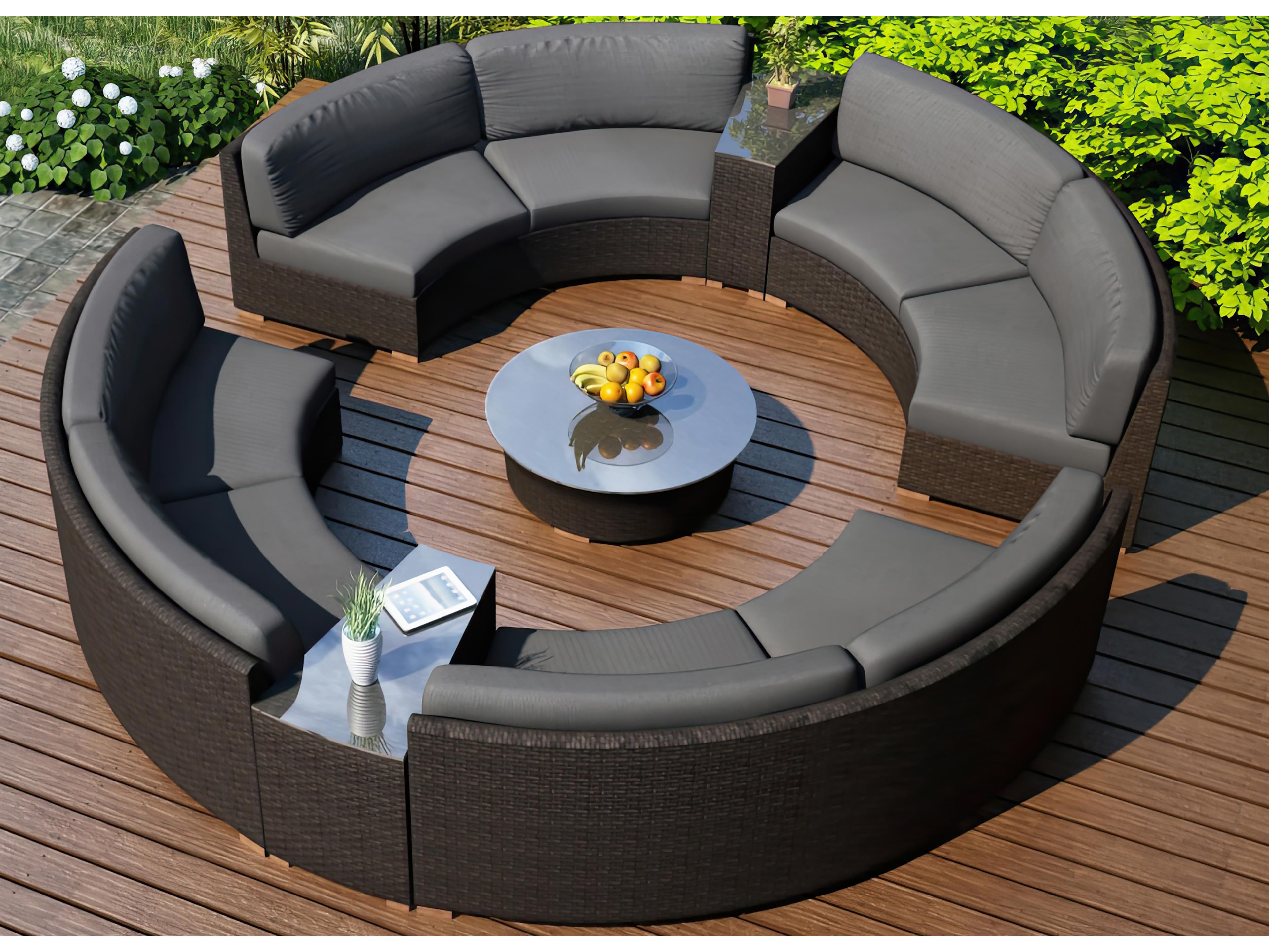 Harmonia Living Arden HDPE Wicker 7 Piece Eclipse Sectional Patio Lounge Set