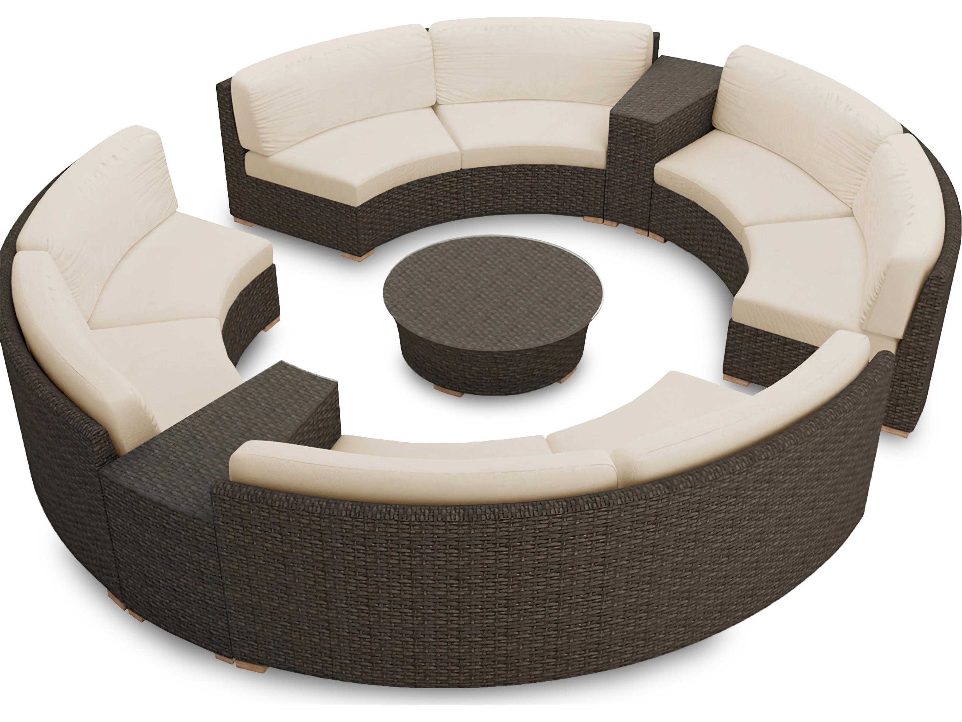 Harmonia Living Arden HDPE Wicker 7 Piece Eclipse Sectional Patio Lounge Set