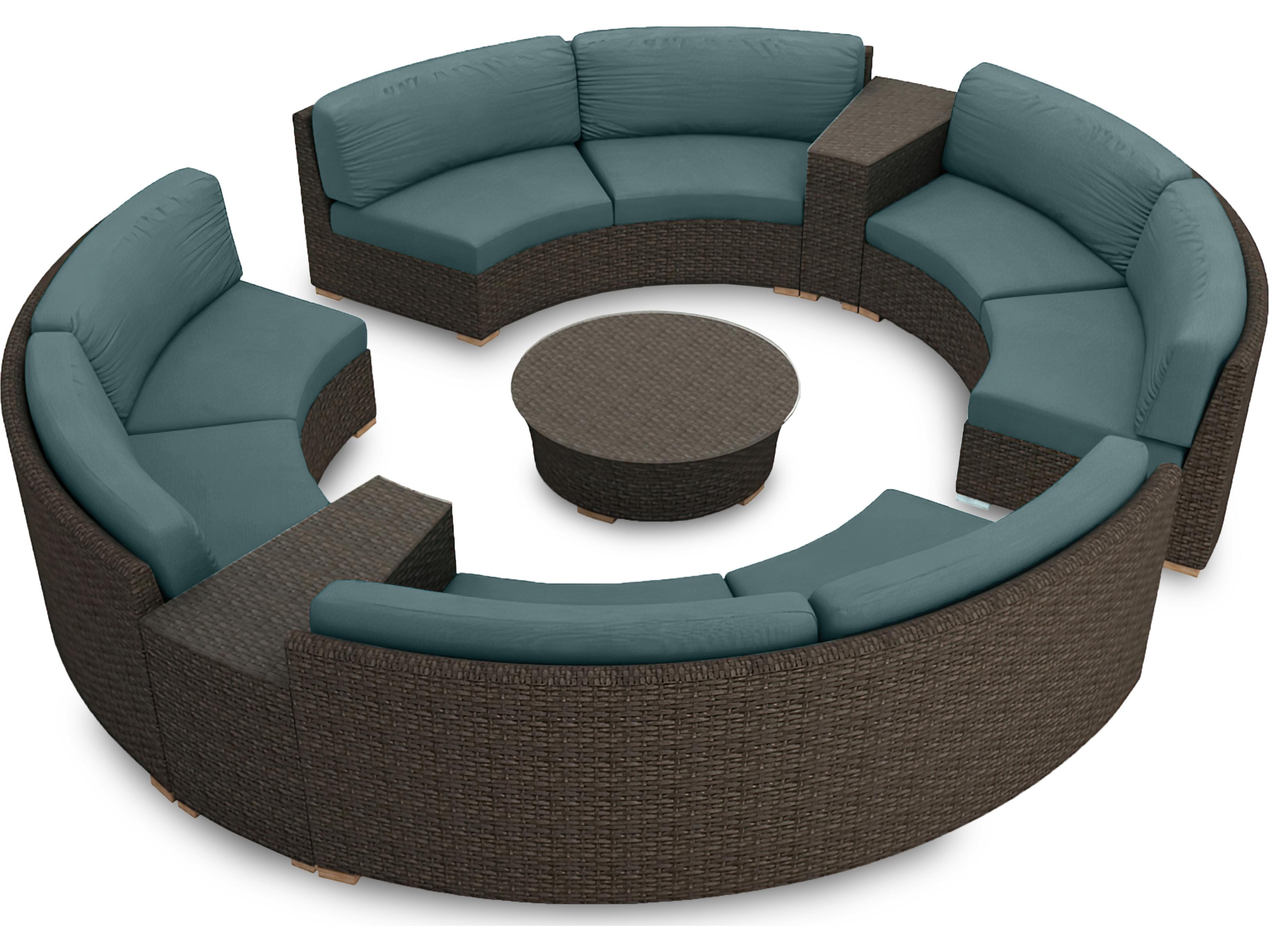 Harmonia Living Arden HDPE Wicker 7 Piece Eclipse Sectional Patio Lounge Set