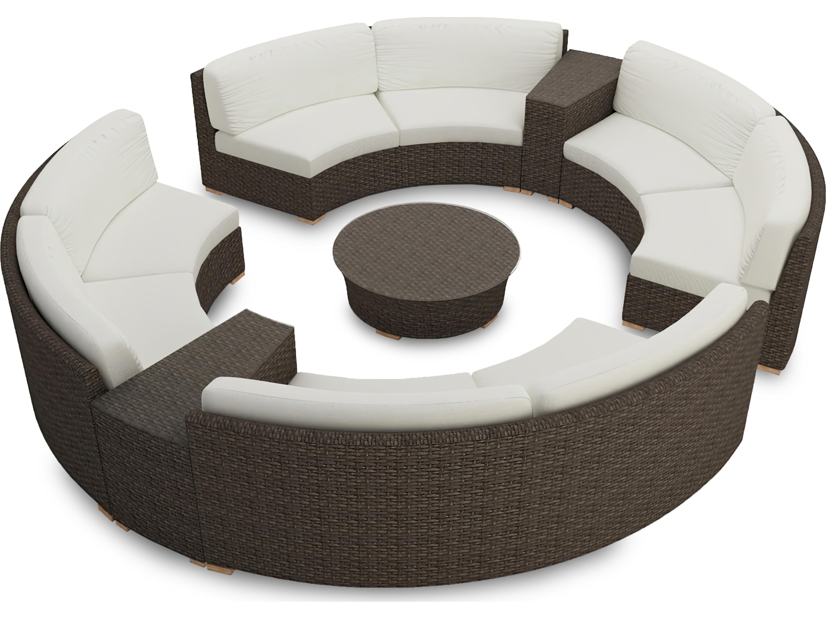 Harmonia Living Arden HDPE Wicker 7 Piece Eclipse Sectional Patio Lounge Set