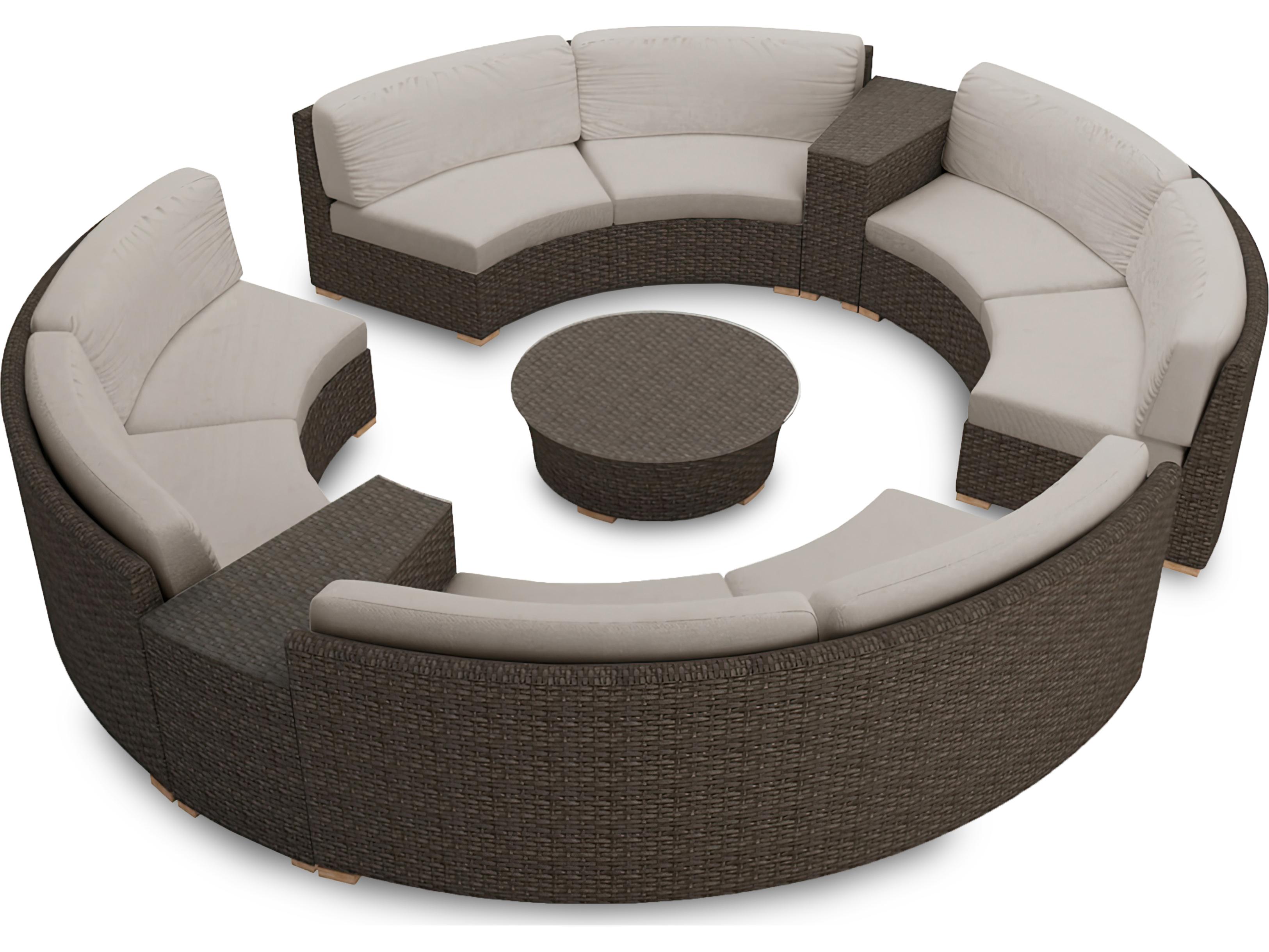 Harmonia Living Arden HDPE Wicker 7 Piece Eclipse Sectional Patio Lounge Set