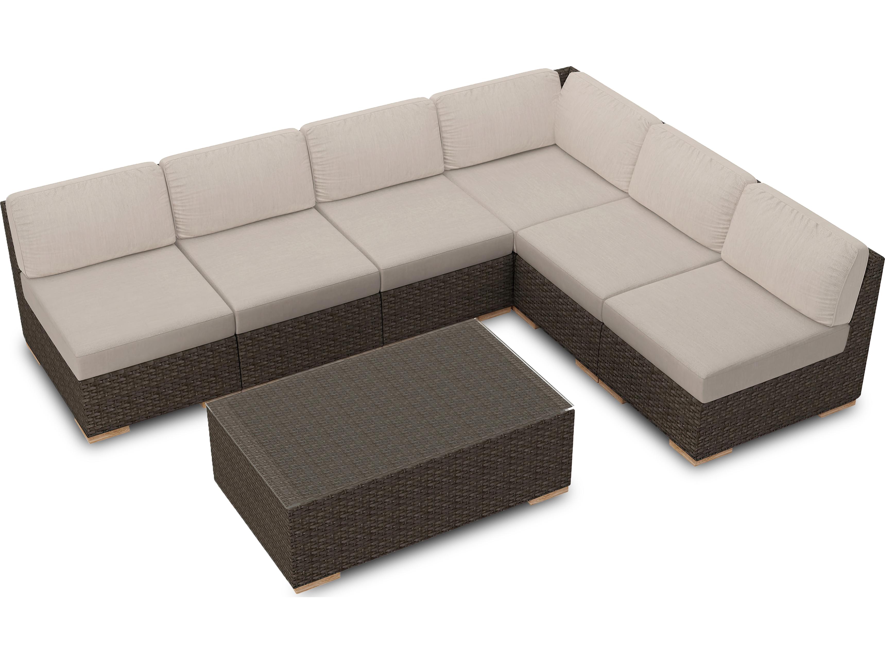 Harmonia Living Arden Wicker 7 Piece Sectional Outdoor Lounge Set