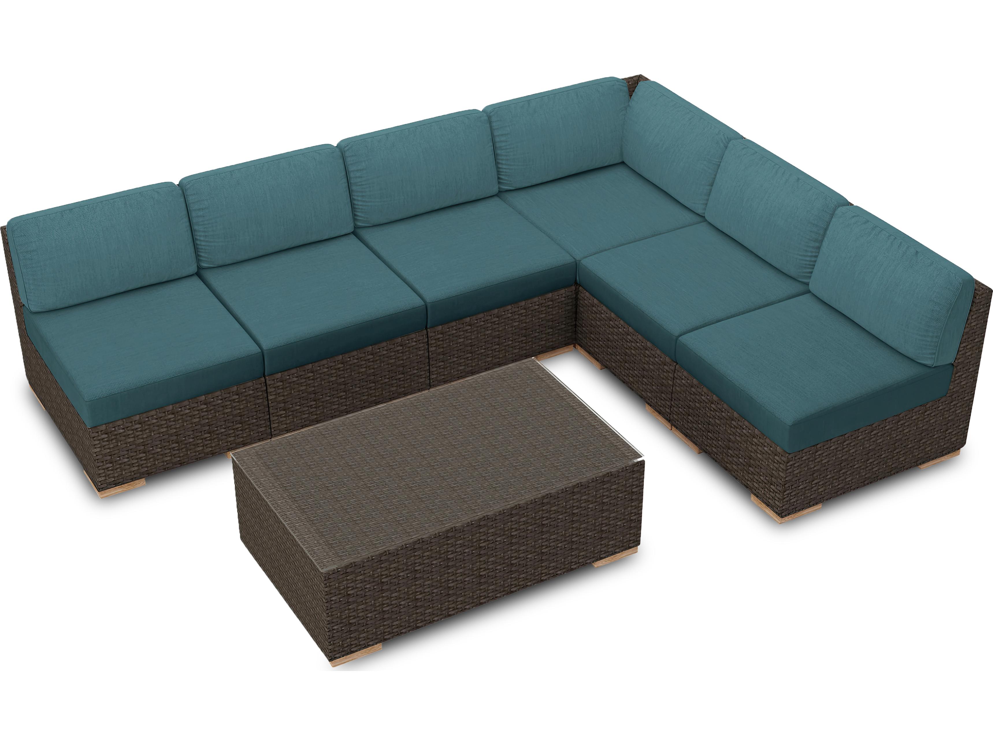 Harmonia Living Arden Wicker 7 Piece Sectional Outdoor Lounge Set