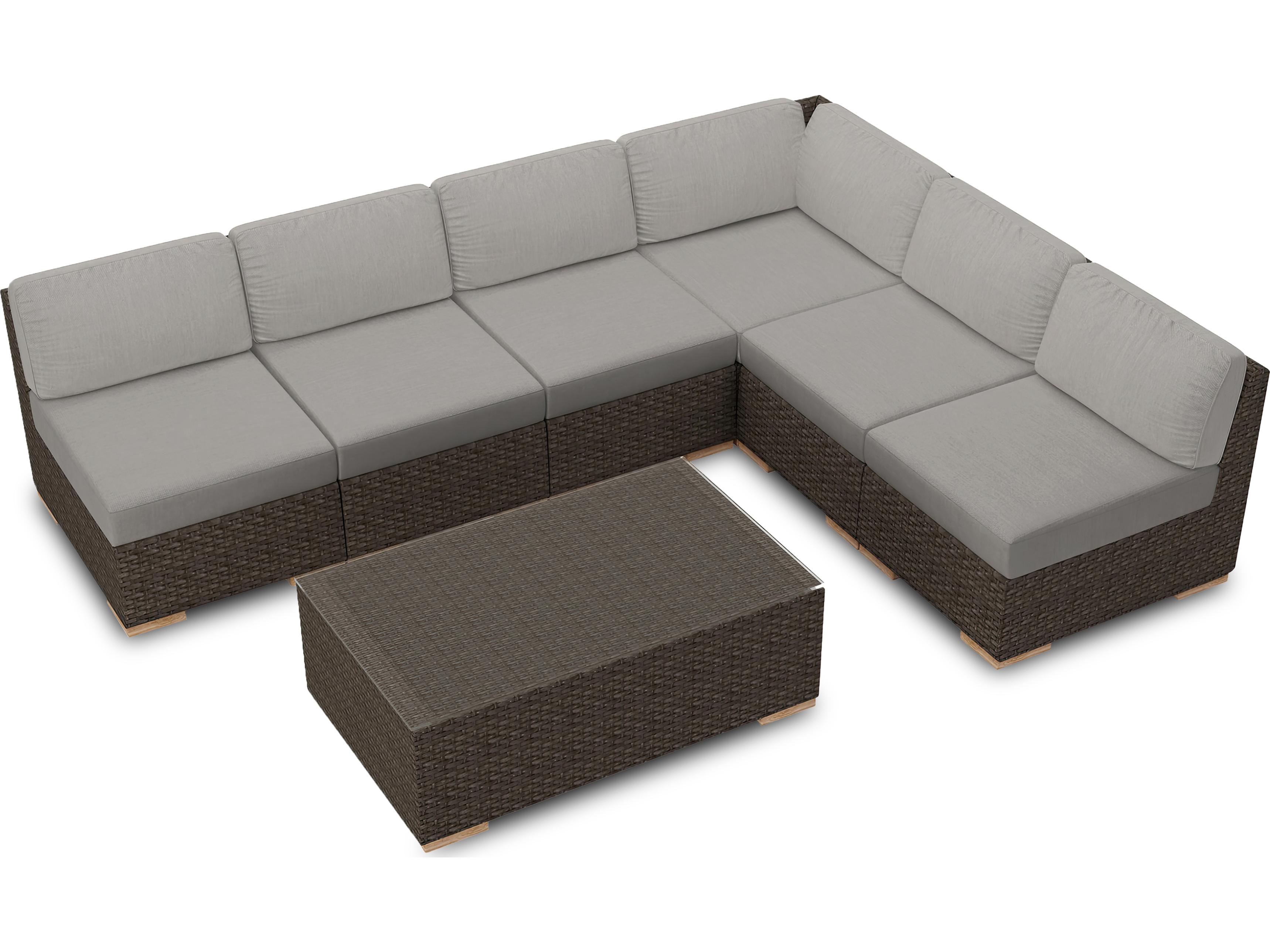 Harmonia Living Arden Wicker 7 Piece Sectional Outdoor Lounge Set
