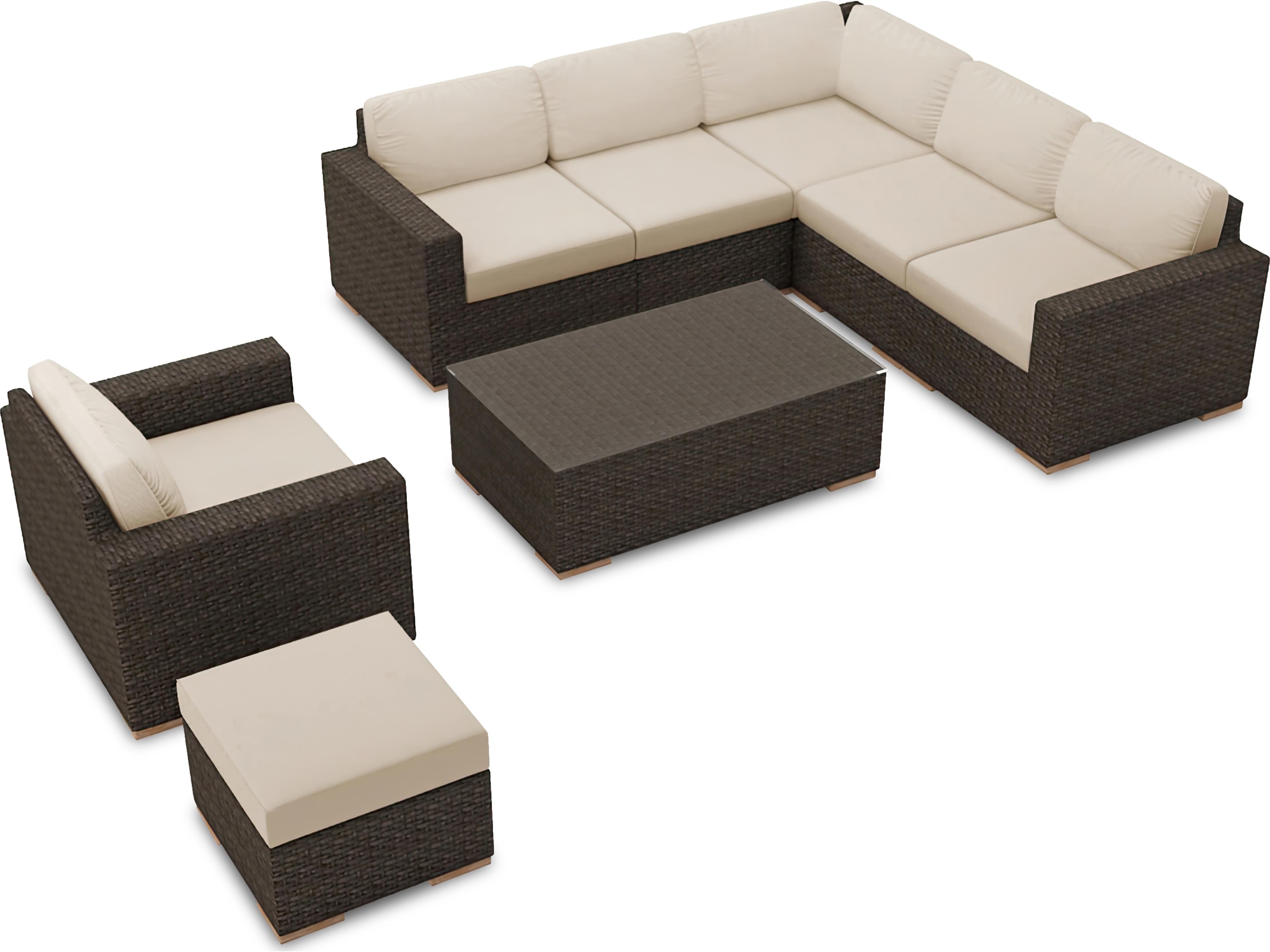 Harmonia Living Arden Wicker 8 Piece Eclipse Sectional Outdoor Patio Lounge Set