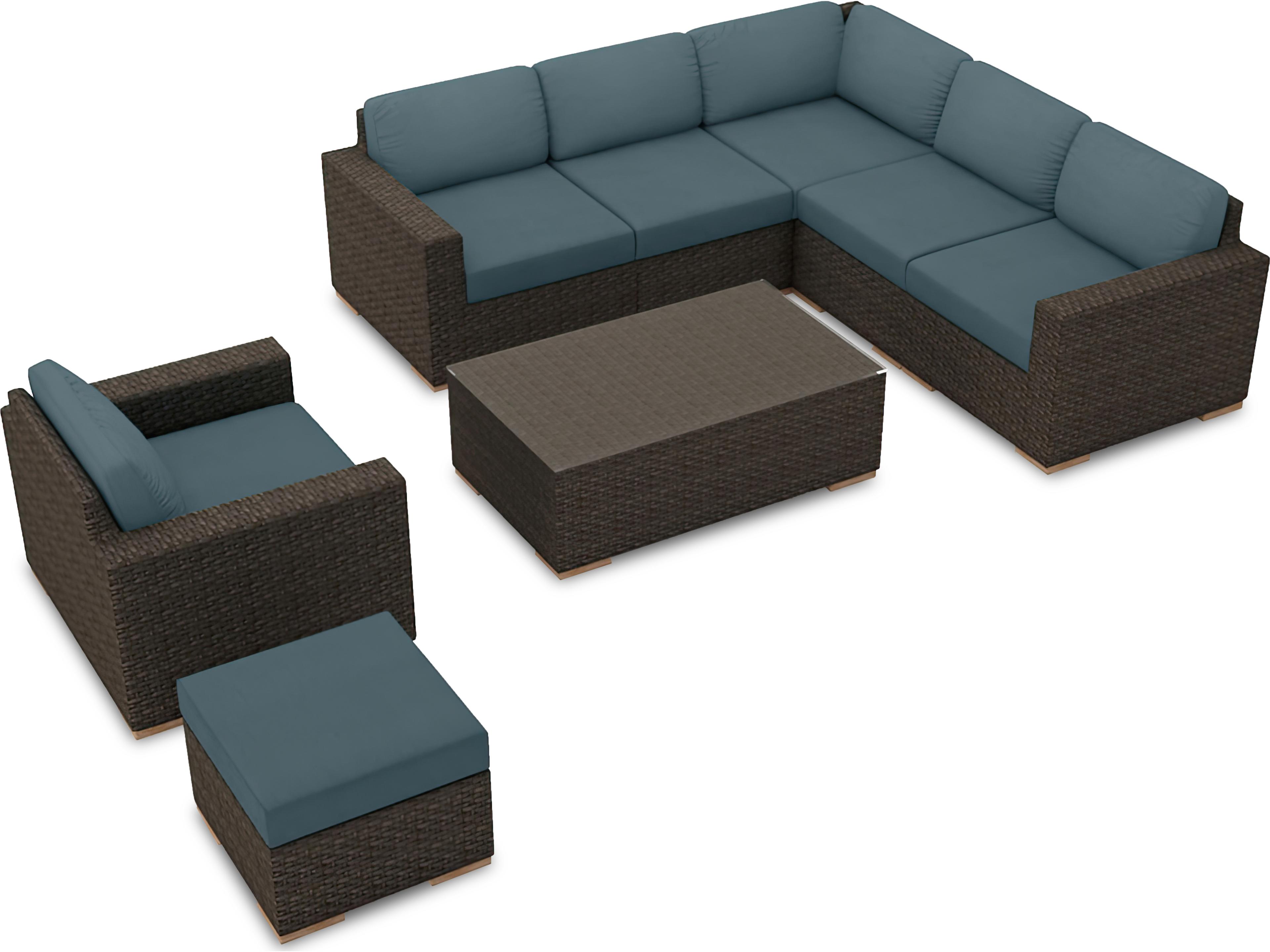 Harmonia Living Arden Wicker 8 Piece Eclipse Sectional Outdoor Patio Lounge Set