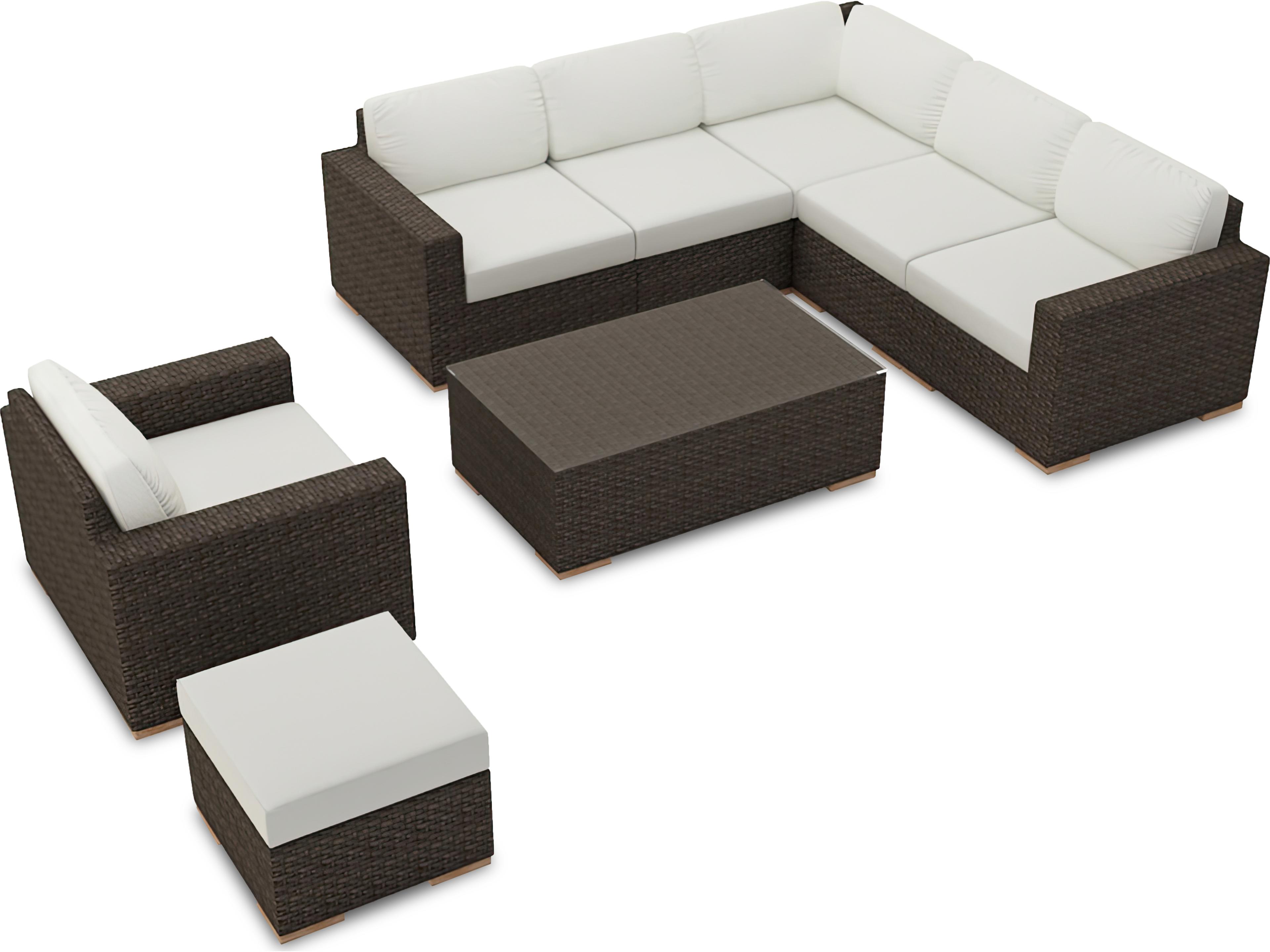 Harmonia Living Arden Wicker 8 Piece Eclipse Sectional Outdoor Patio Lounge Set