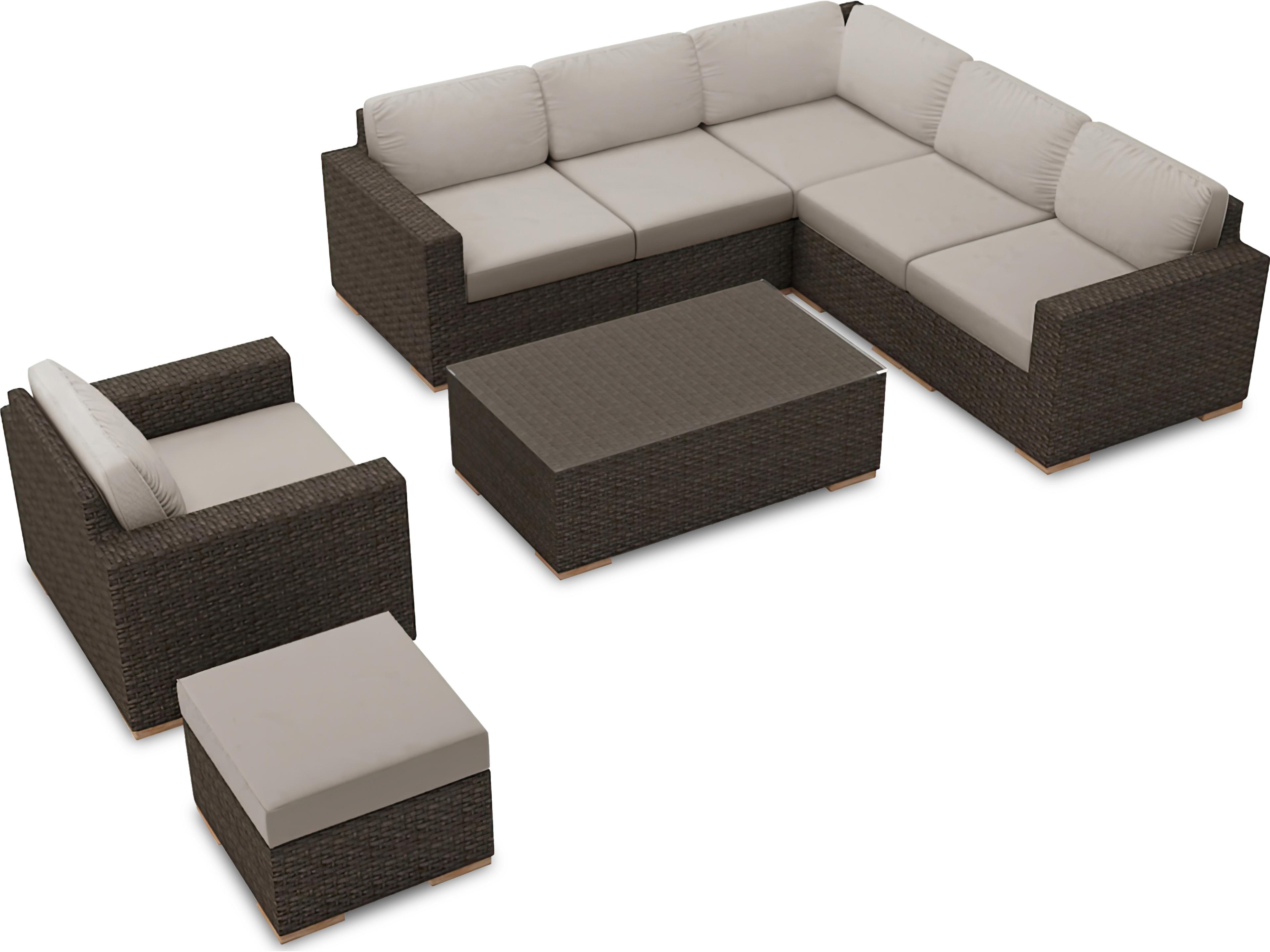 Harmonia Living Arden Wicker 8 Piece Eclipse Sectional Outdoor Patio Lounge Set