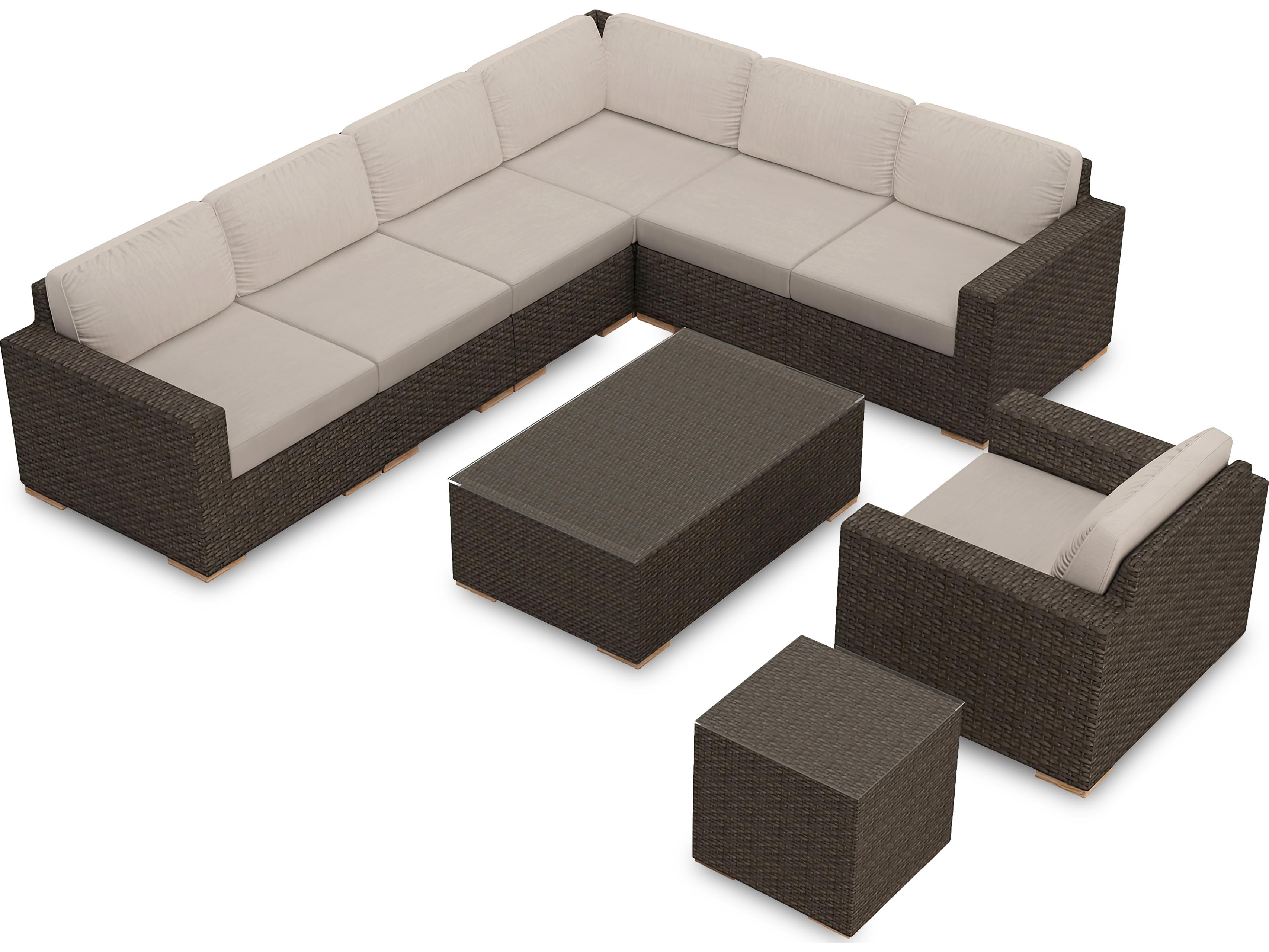 Harmonia Living Arden Wicker 9 Piece Eclipse Sectional Patio Lounge Set