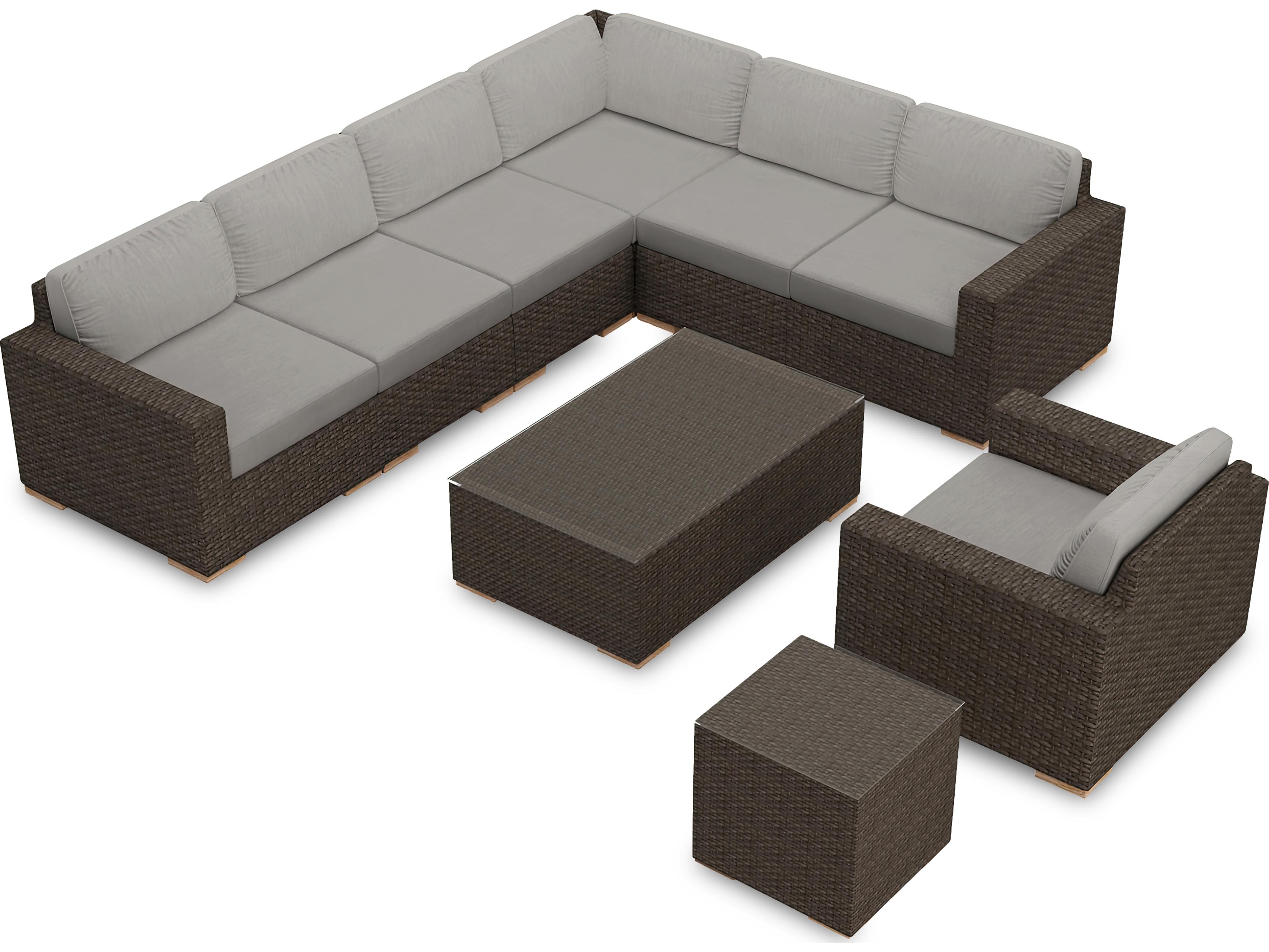 Harmonia Living Arden Wicker 9 Piece Eclipse Sectional Patio Lounge Set