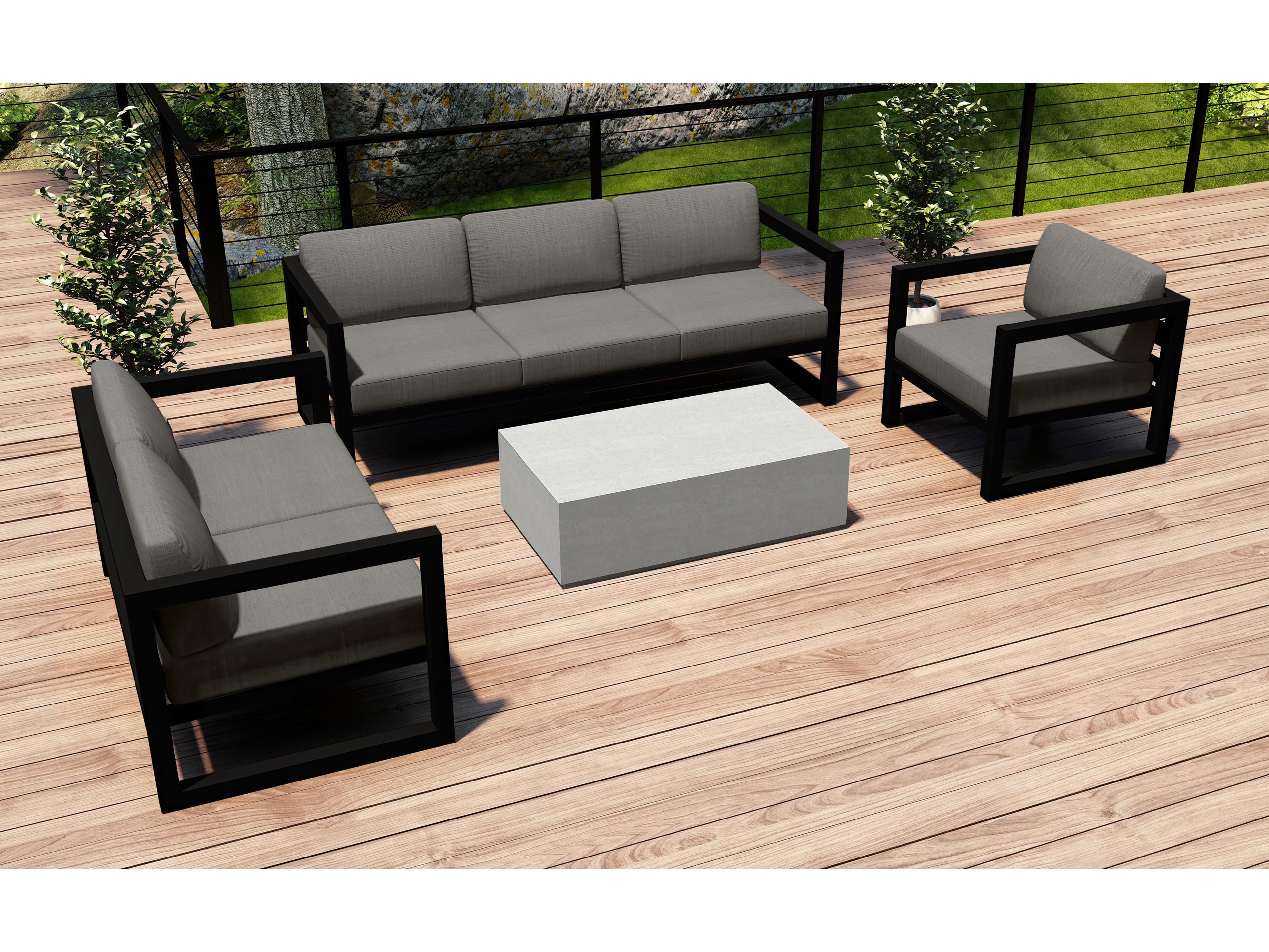Harmonia Living Avion Aluminum Mason 4 Piece Sofa Outdoor Patio Lounge Set