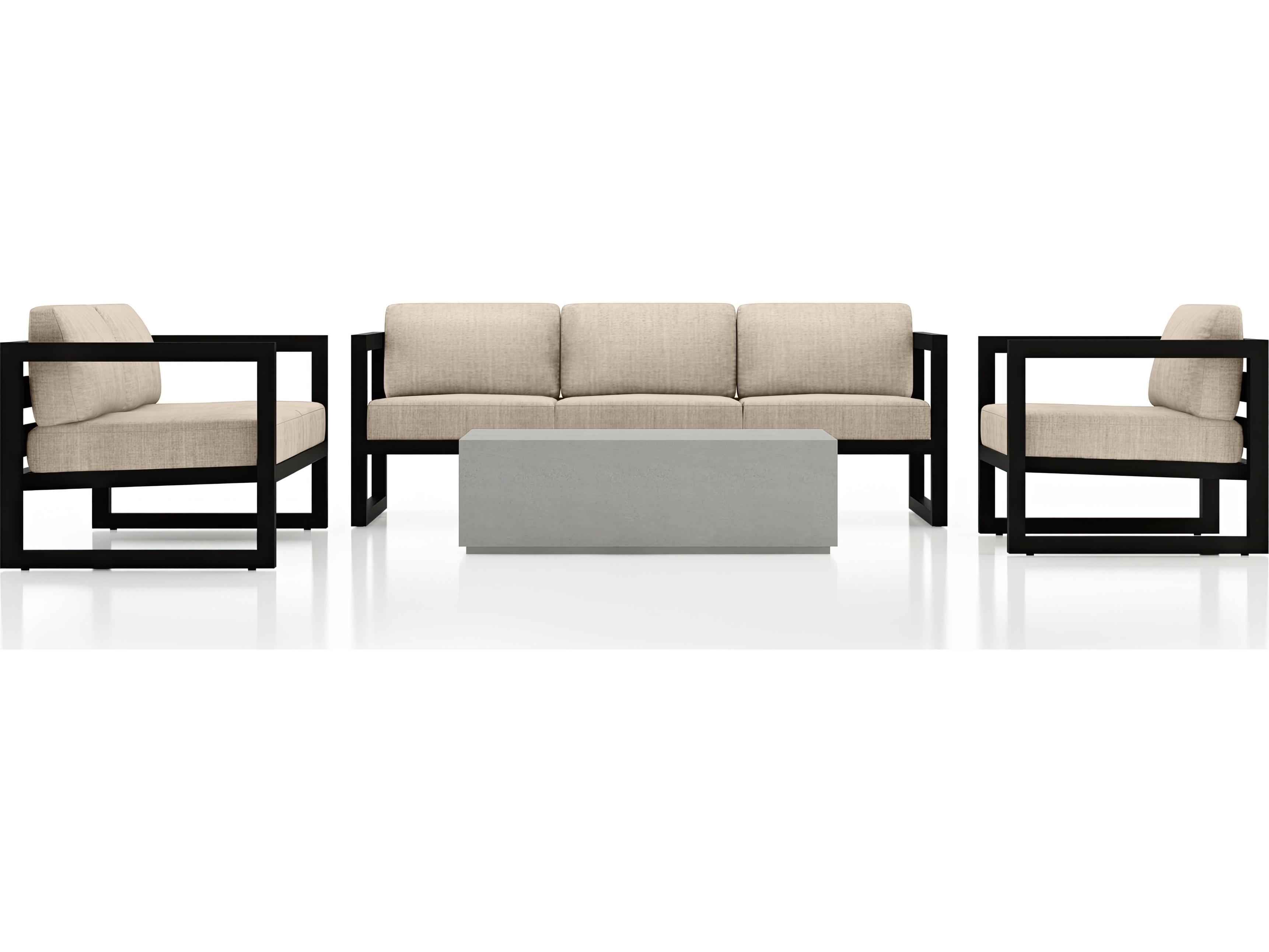 Harmonia Living Avion Aluminum Mason 4 Piece Sofa Outdoor Patio Lounge Set