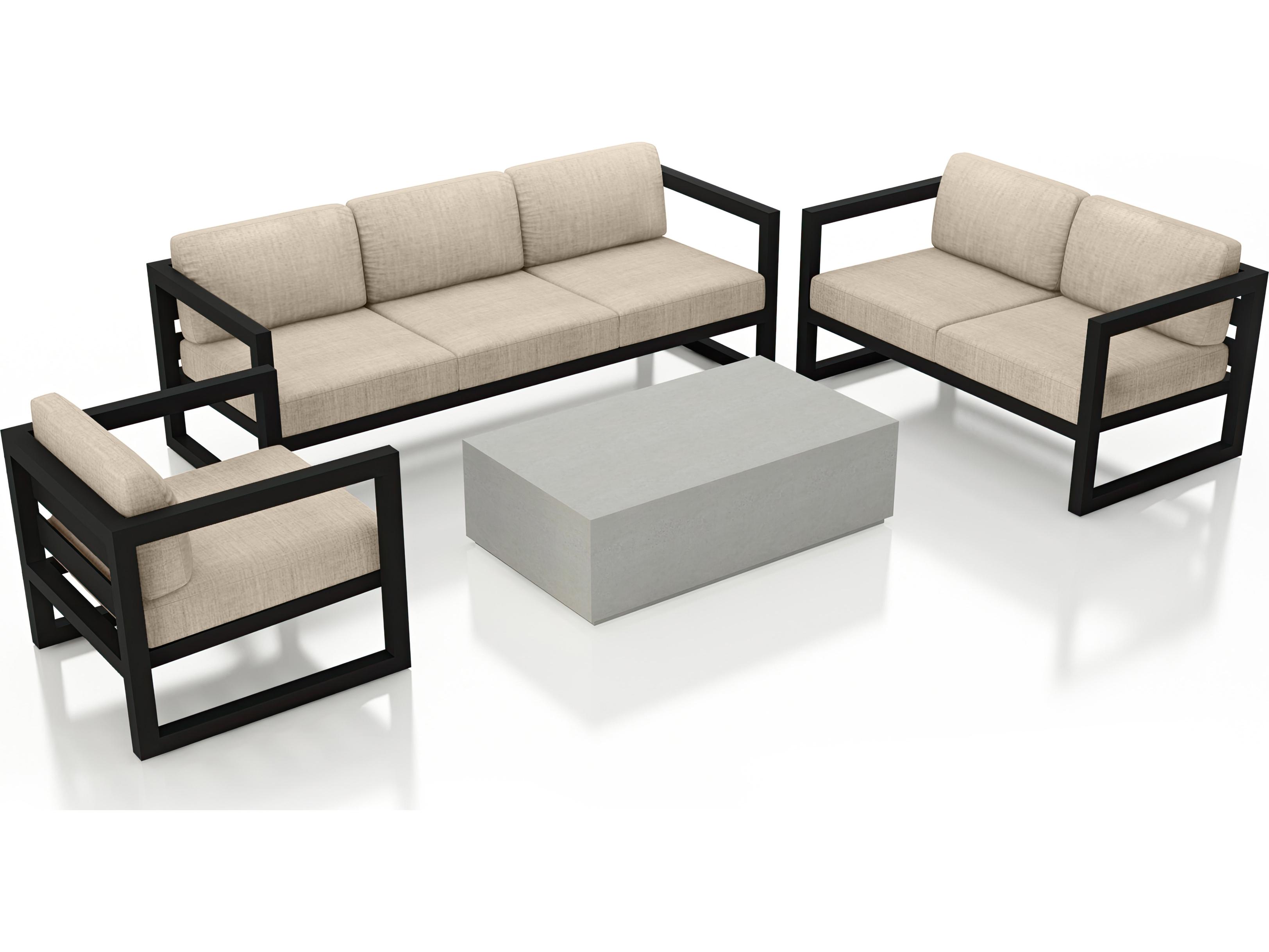Harmonia Living Avion Aluminum Mason 4 Piece Sofa Outdoor Patio Lounge Set