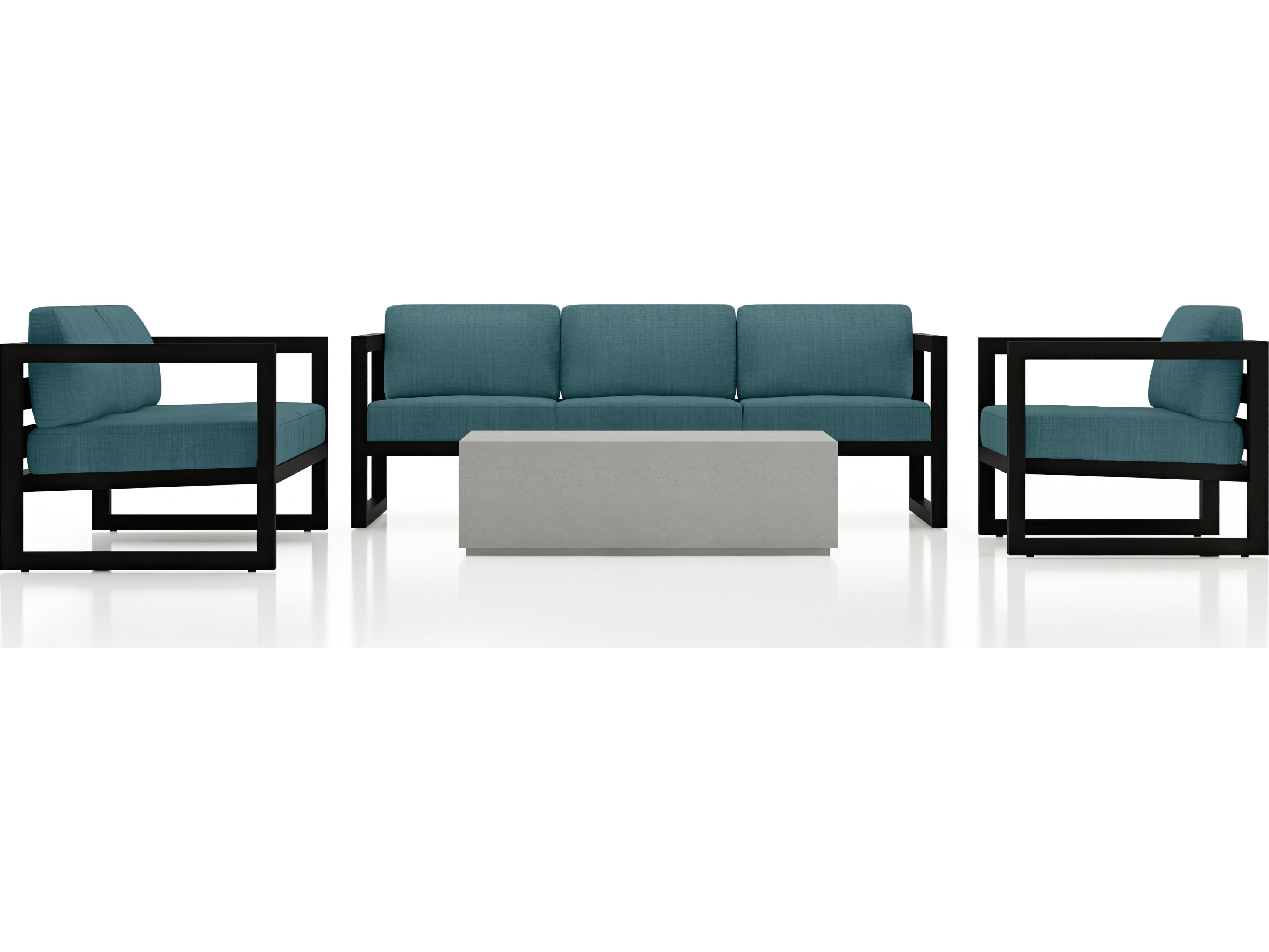 Harmonia Living Avion Aluminum Mason 4 Piece Sofa Outdoor Patio Lounge Set