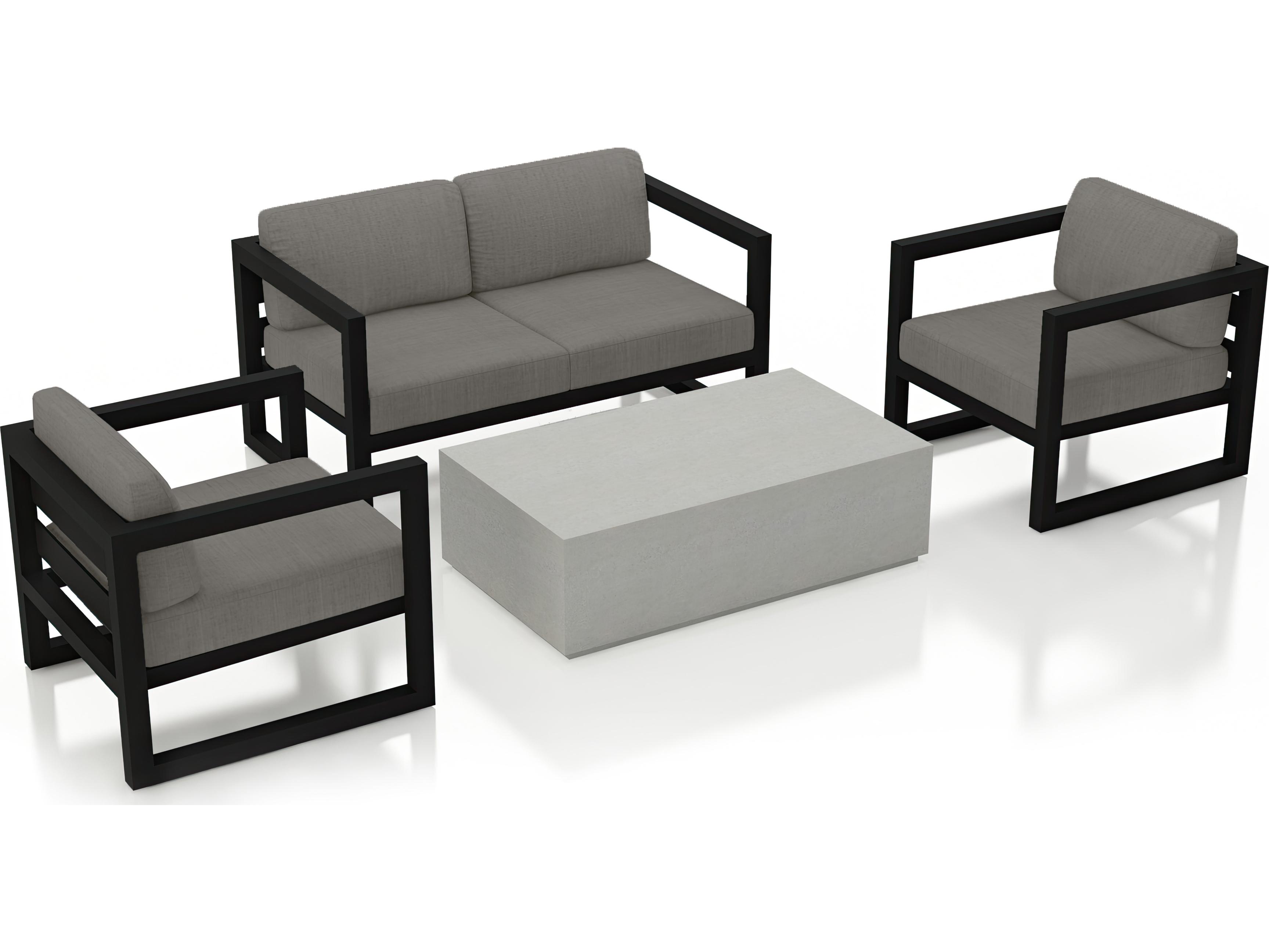 Harmonia Living Avion Aluminum Mason 4 Piece Sofa Patio Lounge Set