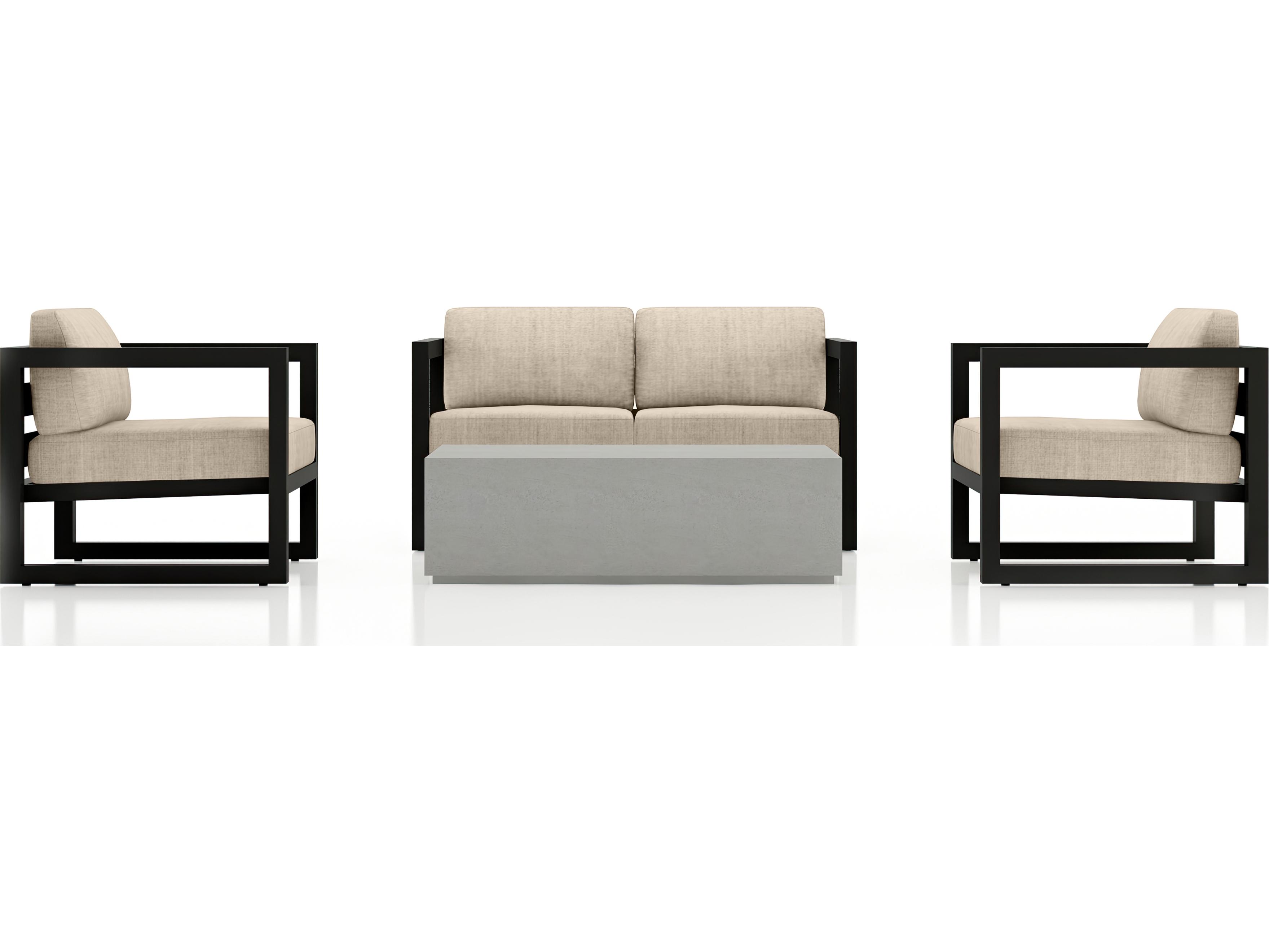 Harmonia Living Avion Aluminum Mason 4 Piece Sofa Patio Lounge Set