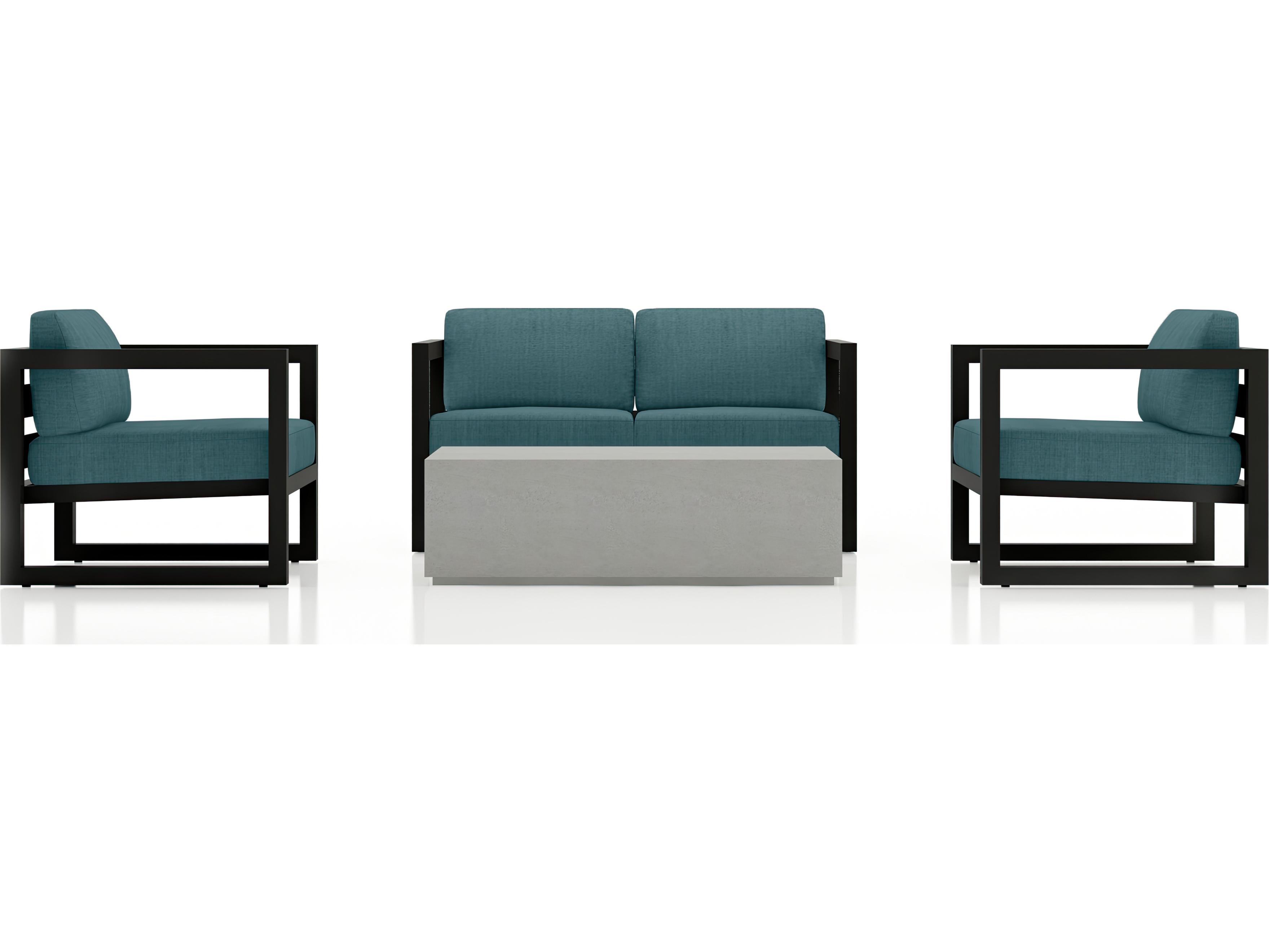 Harmonia Living Avion Aluminum Mason 4 Piece Sofa Patio Lounge Set