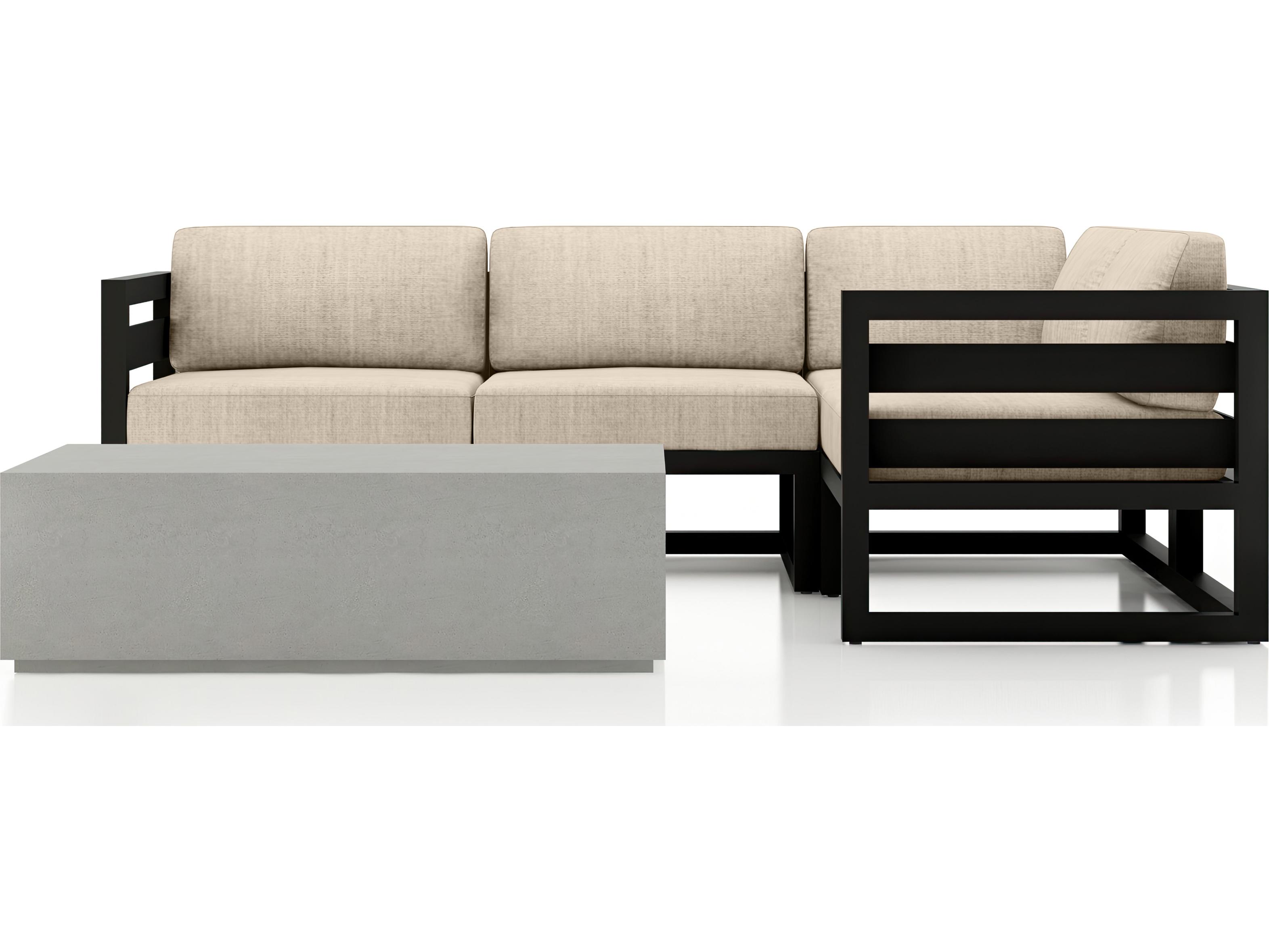 Harmonia Living Avion Aluminum Black Mason 5 Piece Sectional Outdoor Lounge Set