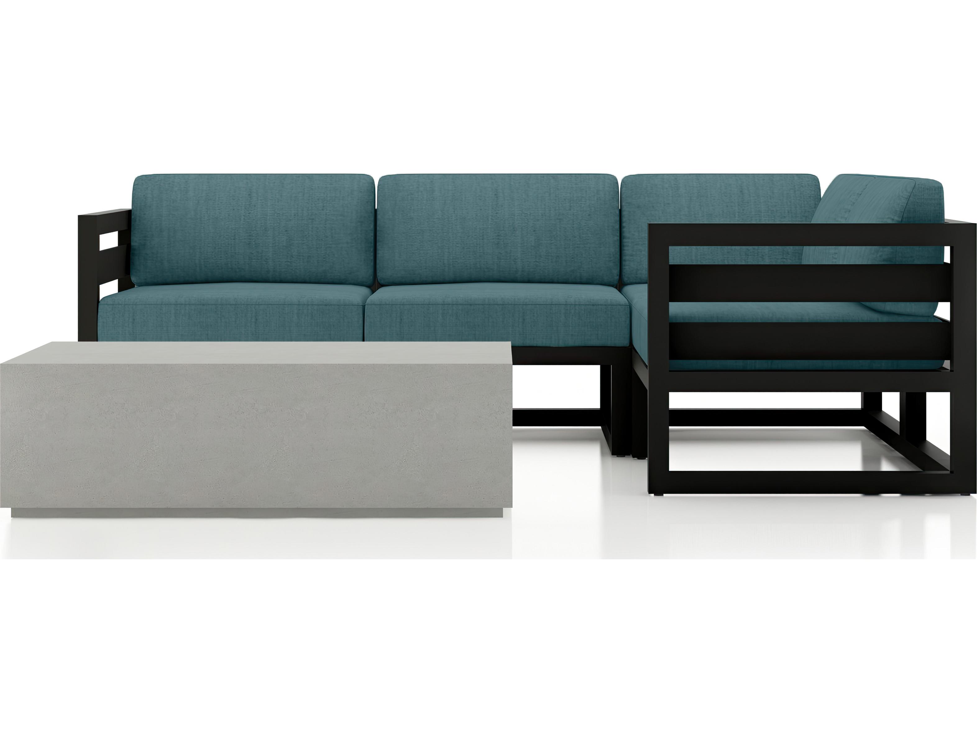 Harmonia Living Avion Aluminum Black Mason 5 Piece Sectional Outdoor Lounge Set